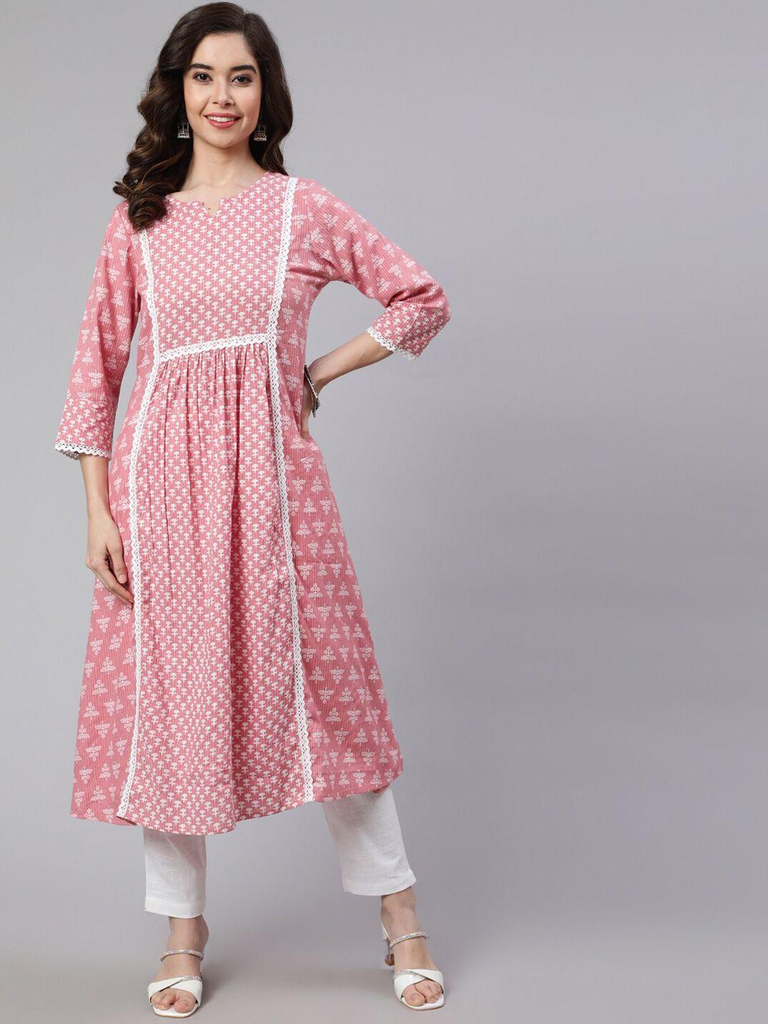 jaipur kurti ethnic motifs printed thread work anarkali kurta