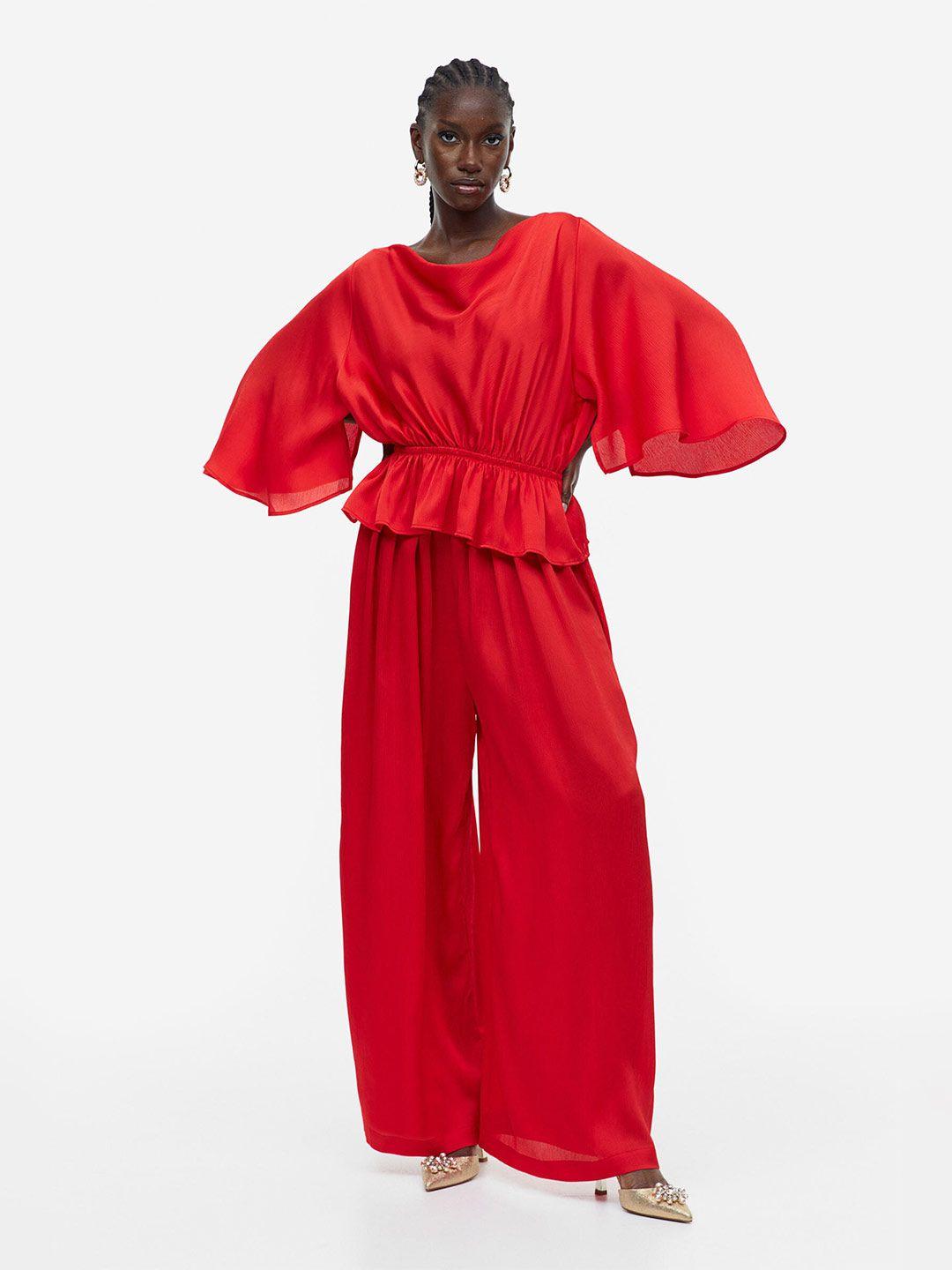 h&m women crepe-weave jumpsuit