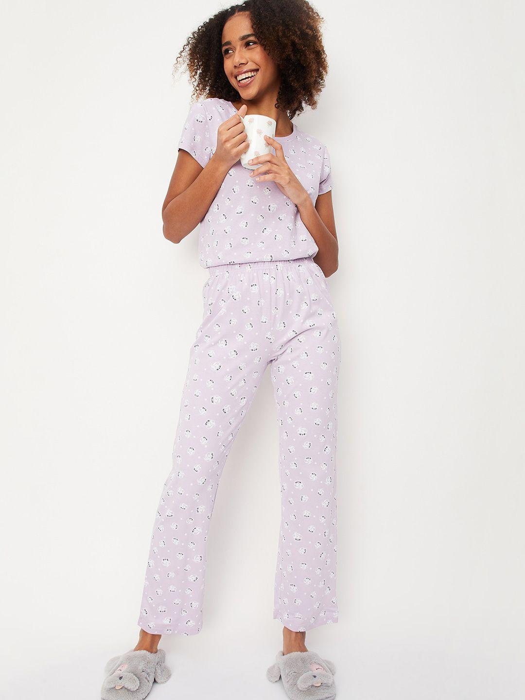 max conversational printed pure cotton night suit