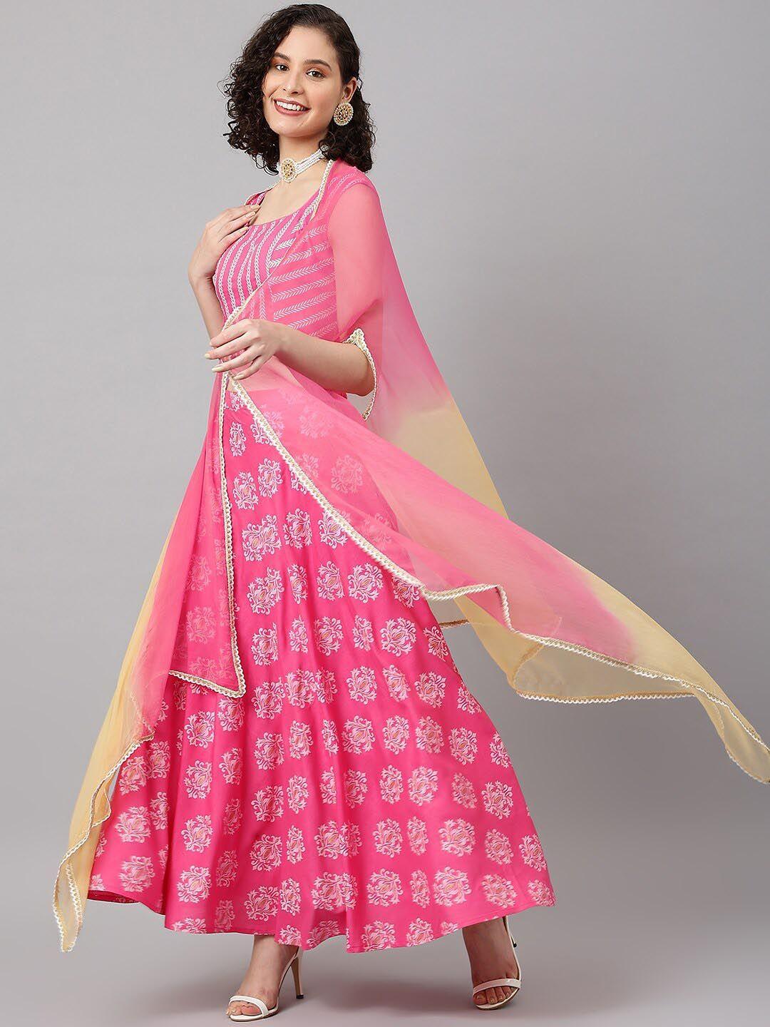 khushal k printed ready to wear lehenga & blouse with dupatta