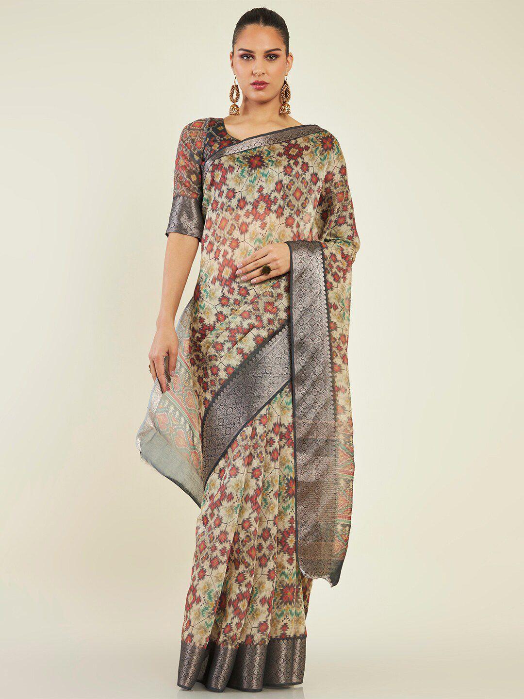 soch cotton blend printed saree