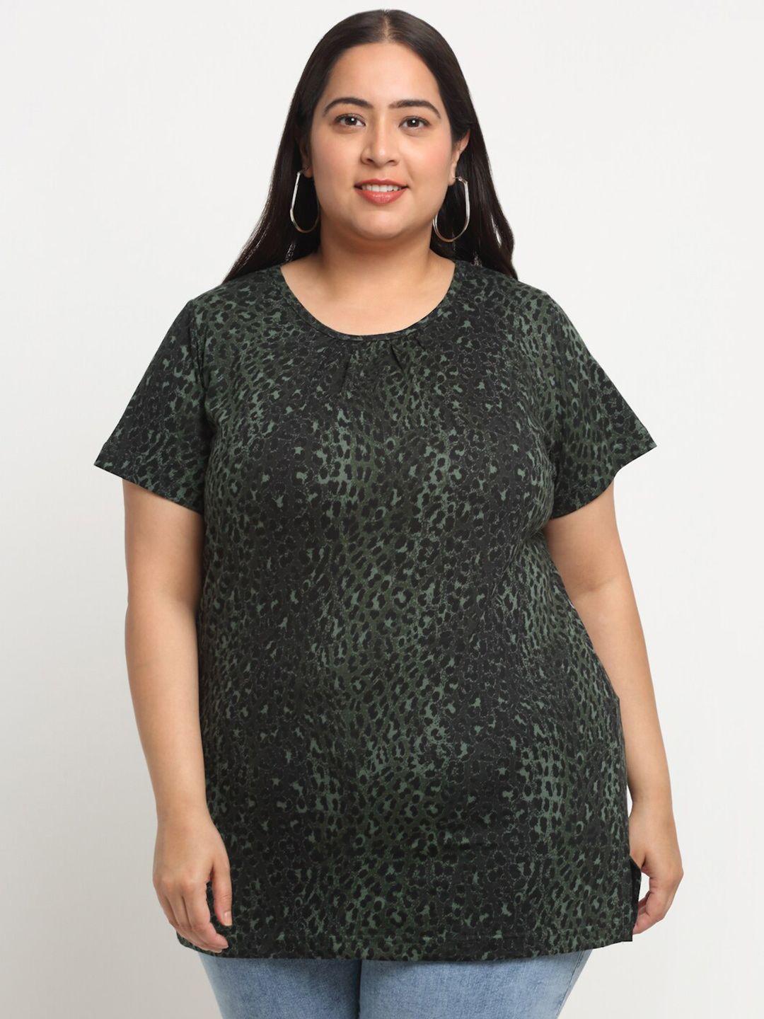 pluss plus size animal printed cotton t-shirt