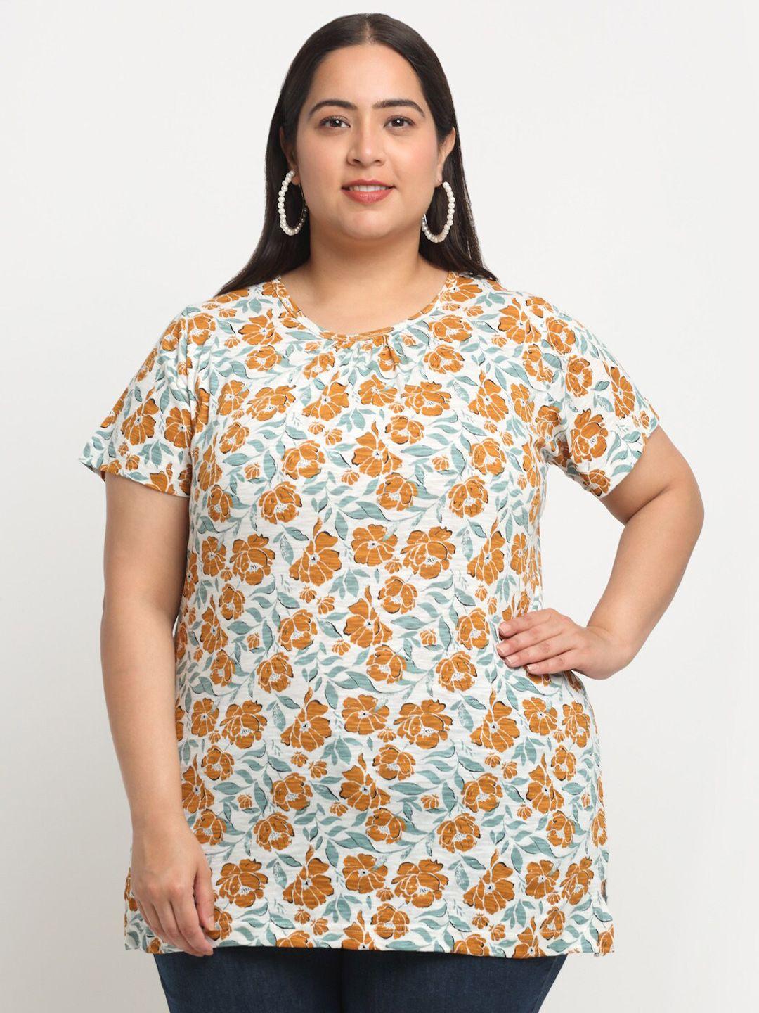 pluss plus size floral printed cotton t-shirt