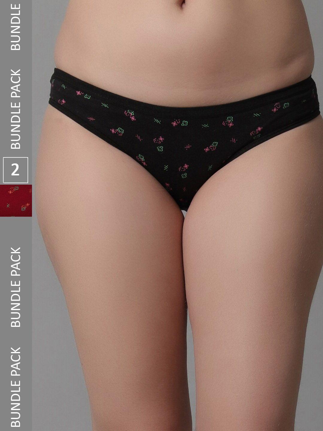 kex women pack of 2 floral printed cotton hipster briefs