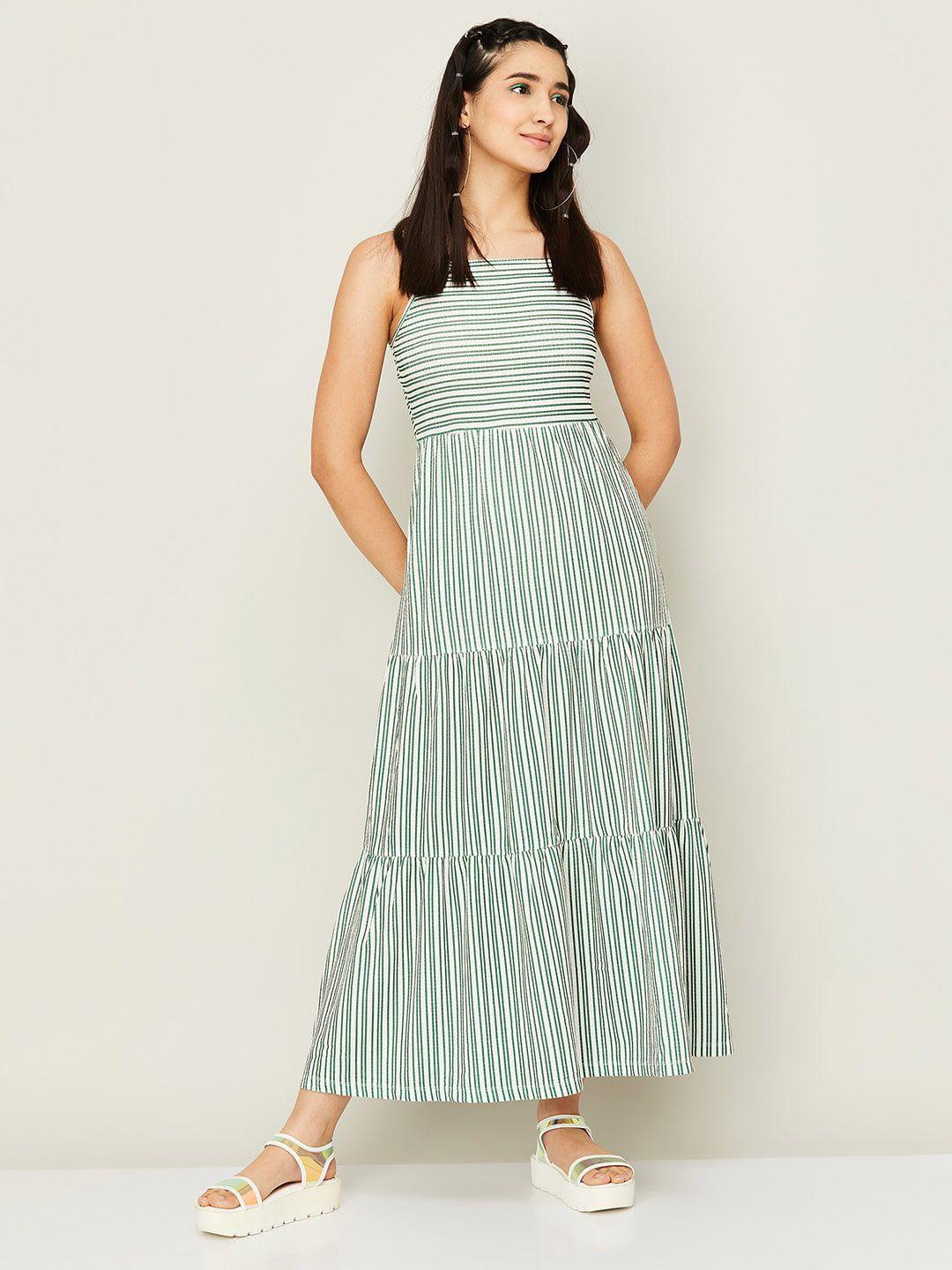 ginger by lifestyle shoulder straps striped maxi dress