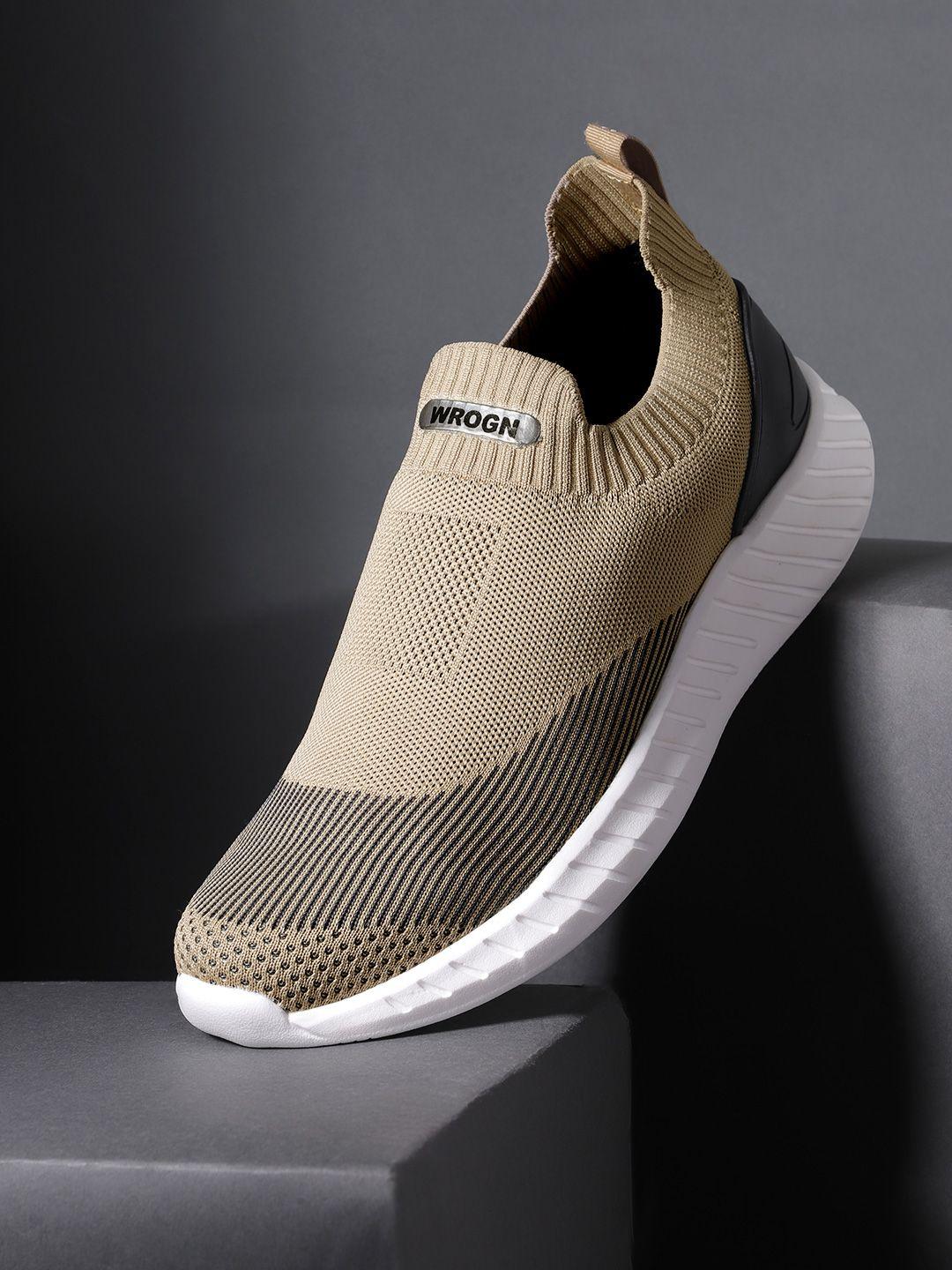 wrogn men woven design slip-on sneakers