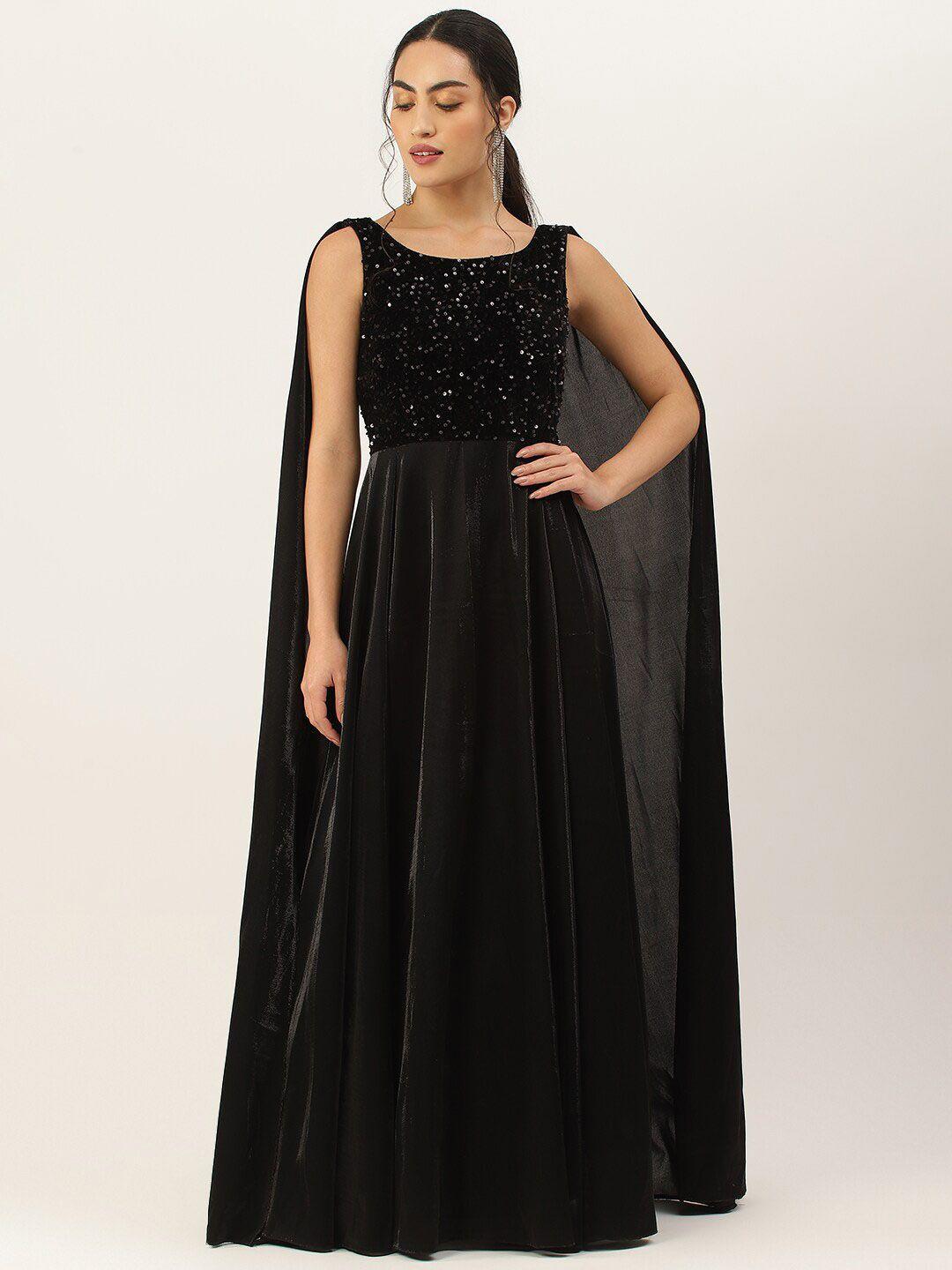 trendy divva velvet back drape gown with sequins