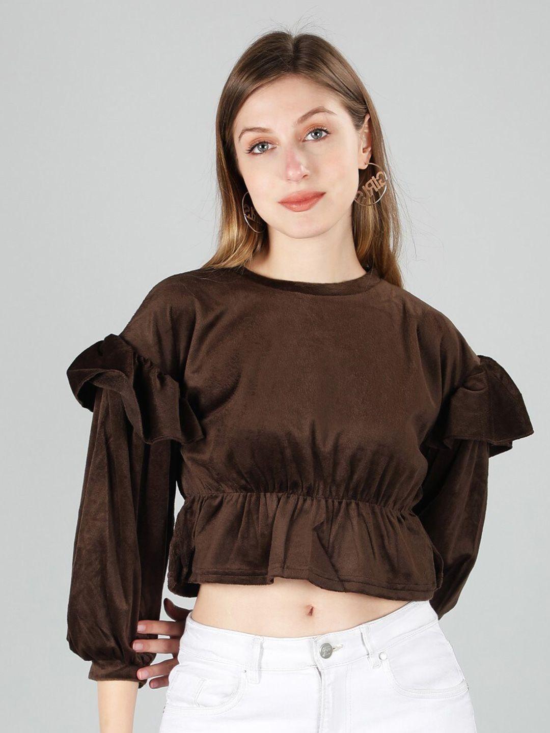 sonex gold cinched waist velvet crop top