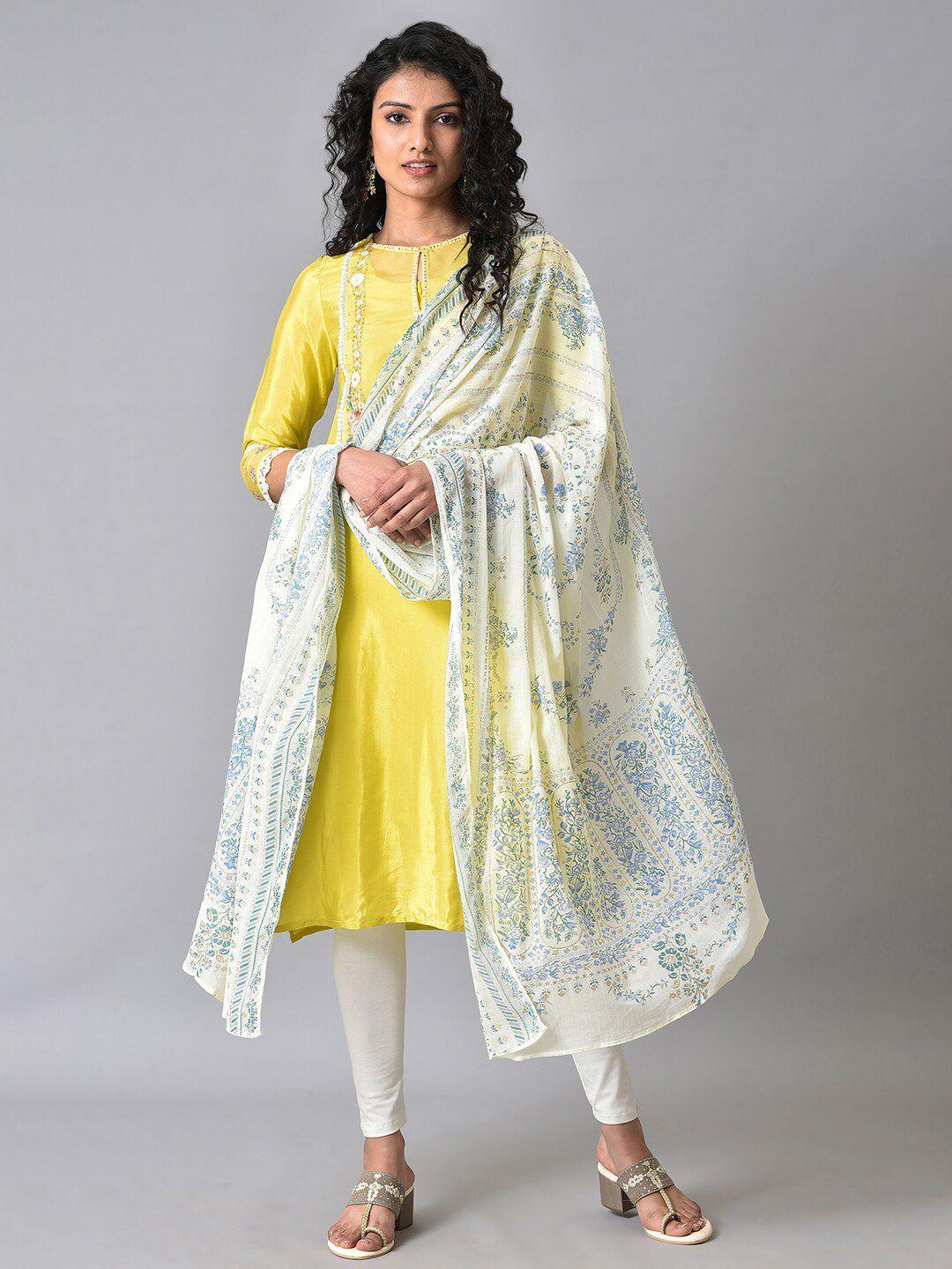 w floral printed dupatta