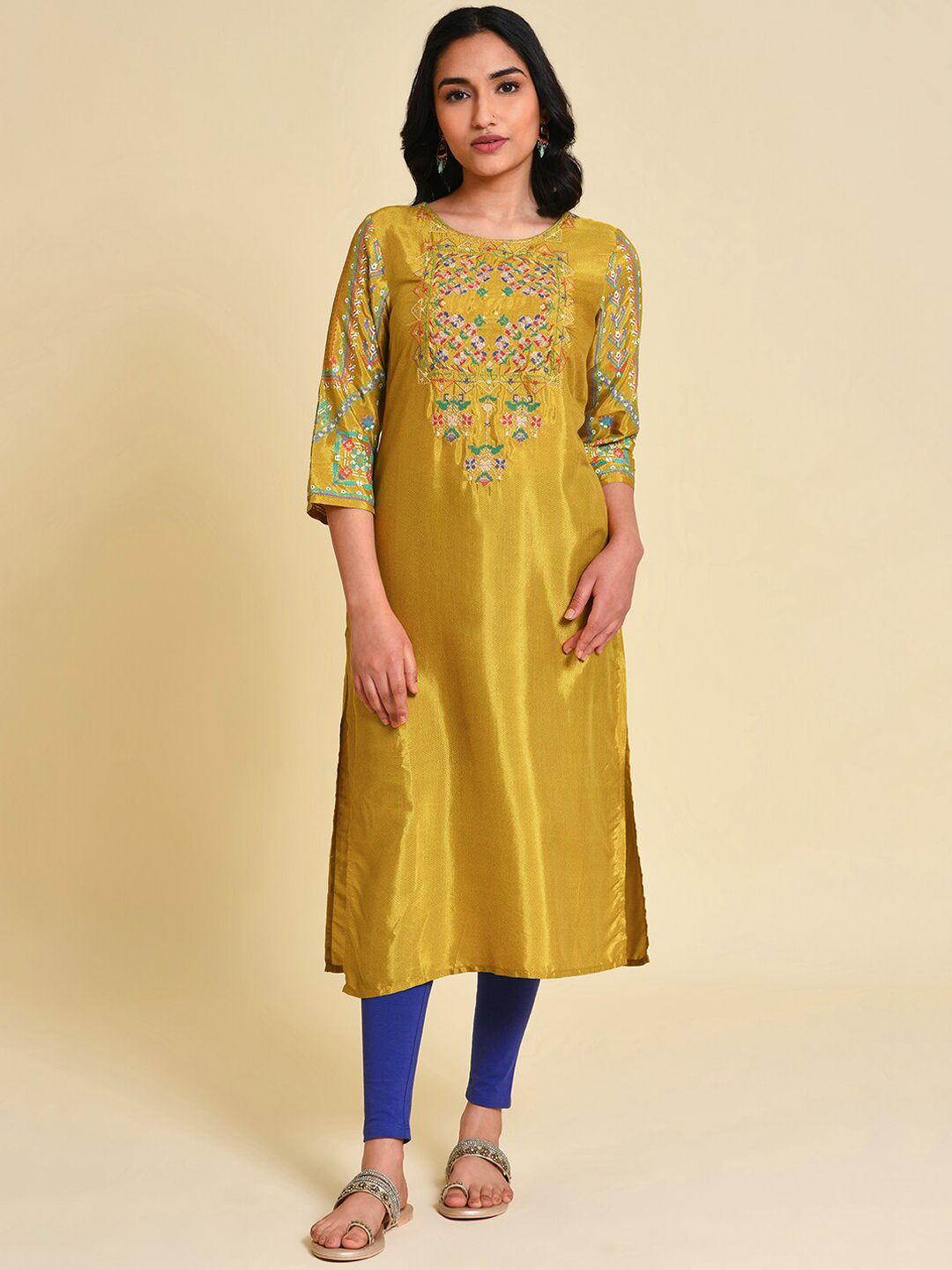 w ethnic motifs embroidered thread work kurta