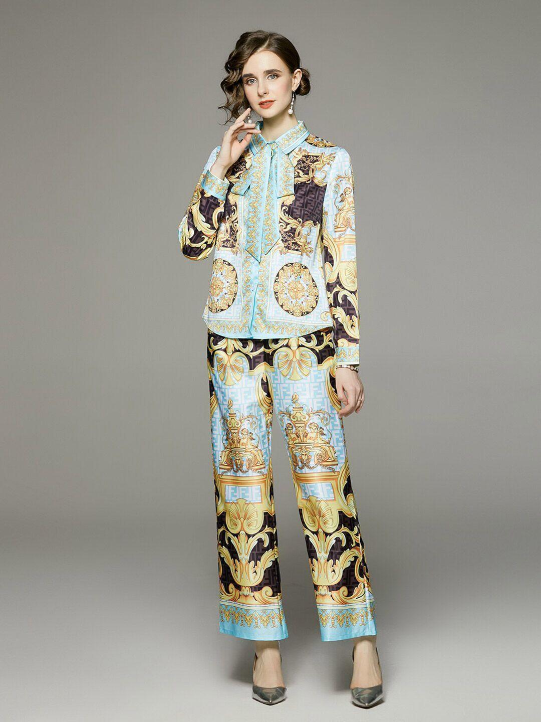 jc collection printed long sleeves shirt with trousers