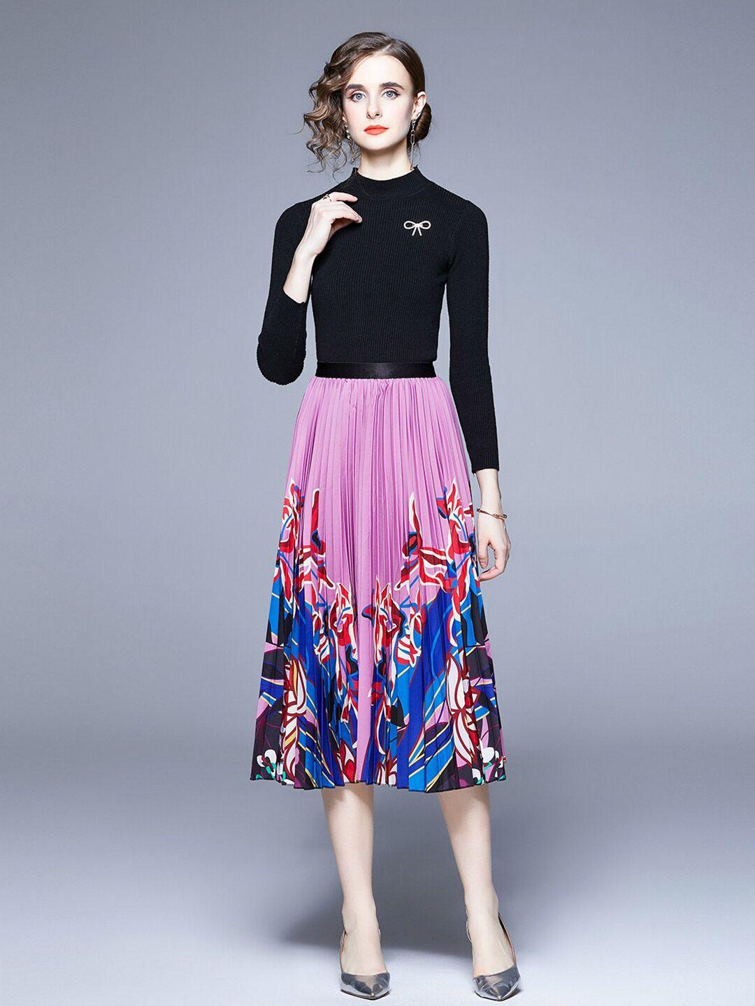 jc collection women printed top with skirt