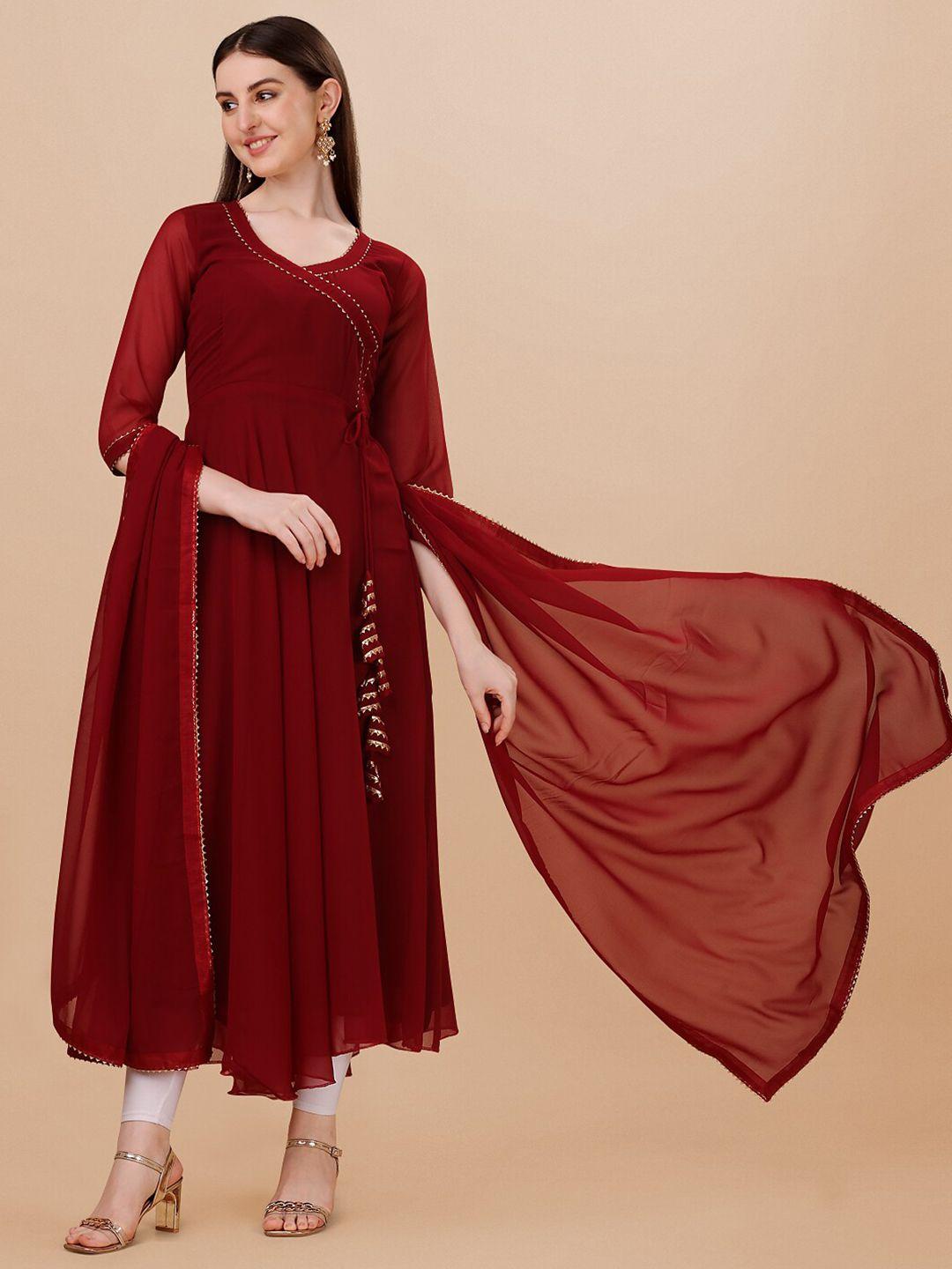 pmd fashion v-neck gotta patti anarkali kurta with dupatta