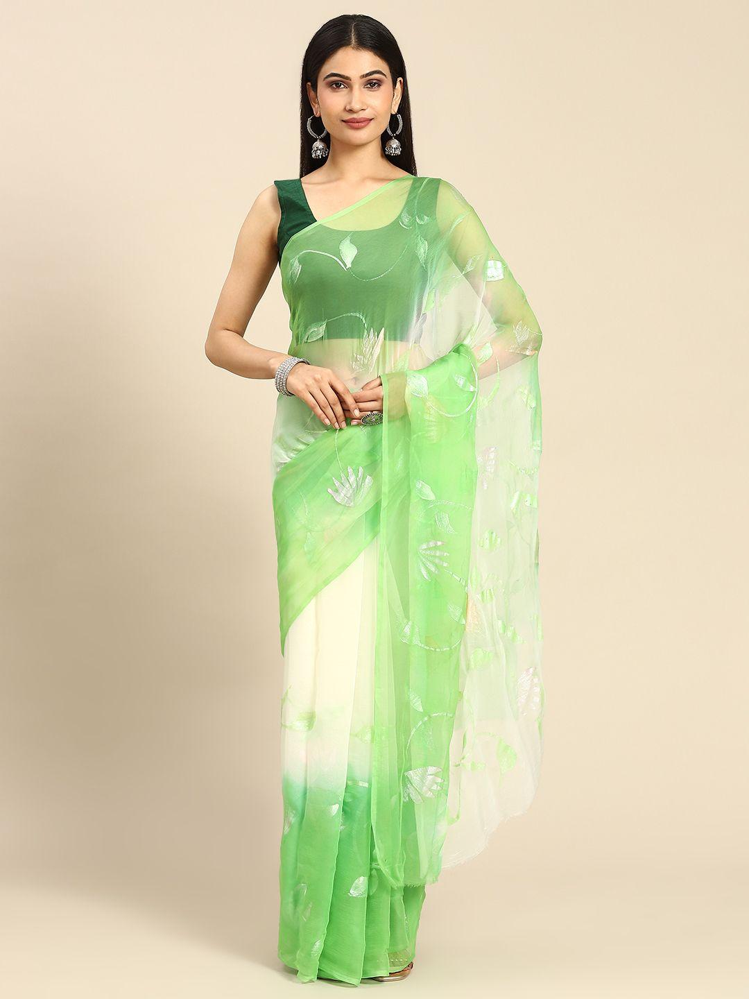 la vastraa pearl hand painted floral pure chiffon saree