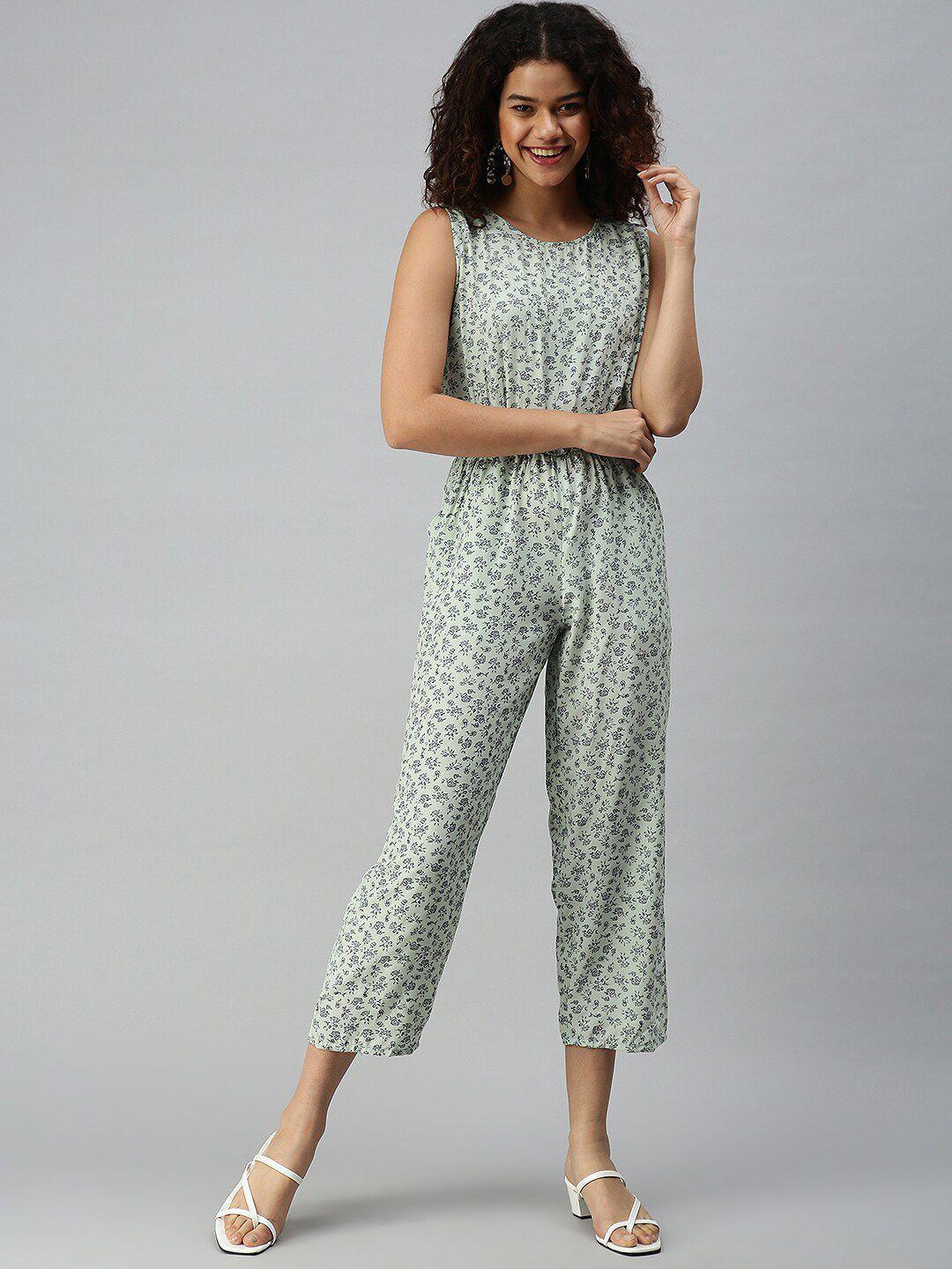 showoff women round neck printed basic jumpsuit