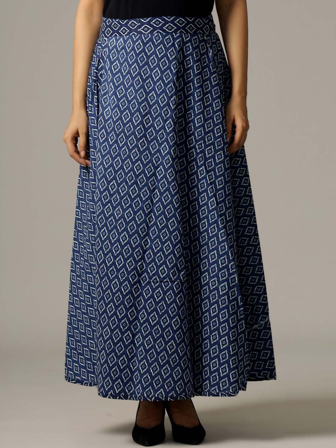 handicraft palace printed pure cotton wrap-around maxi skirt