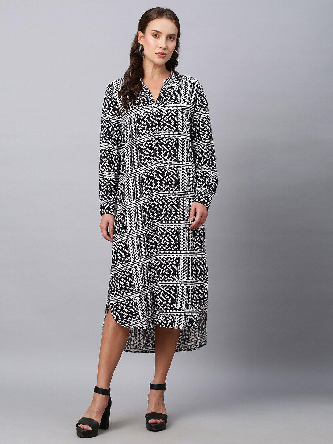 chemistry fit and flare midi dress geometric printed a-line midi shirt dress