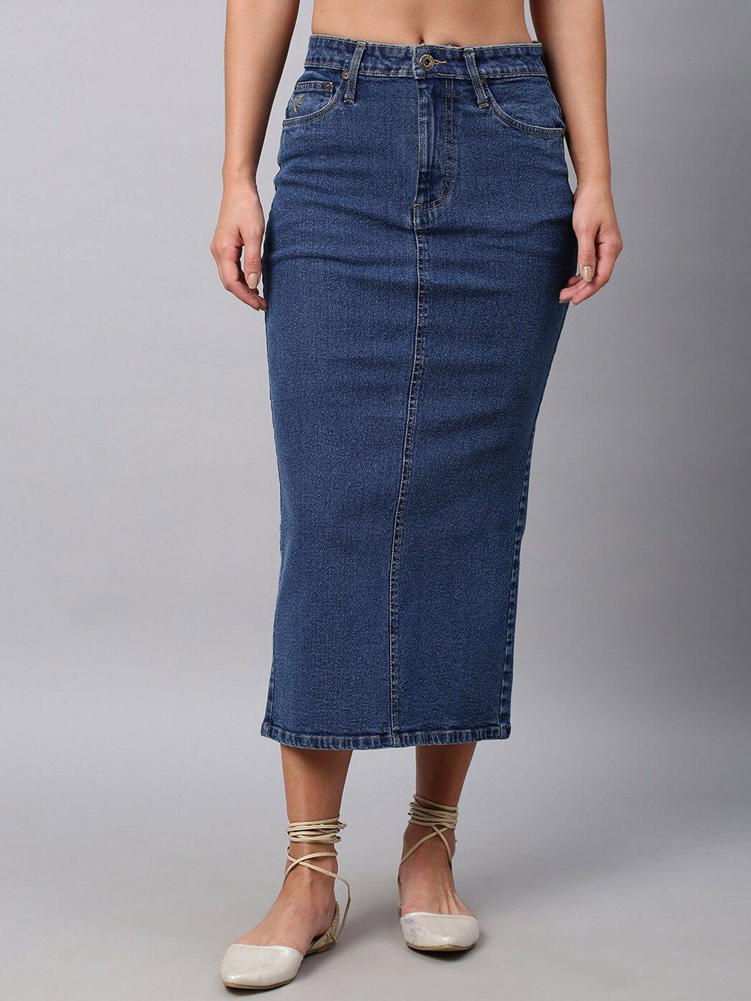 chemistry midi-length pencil denim skirt