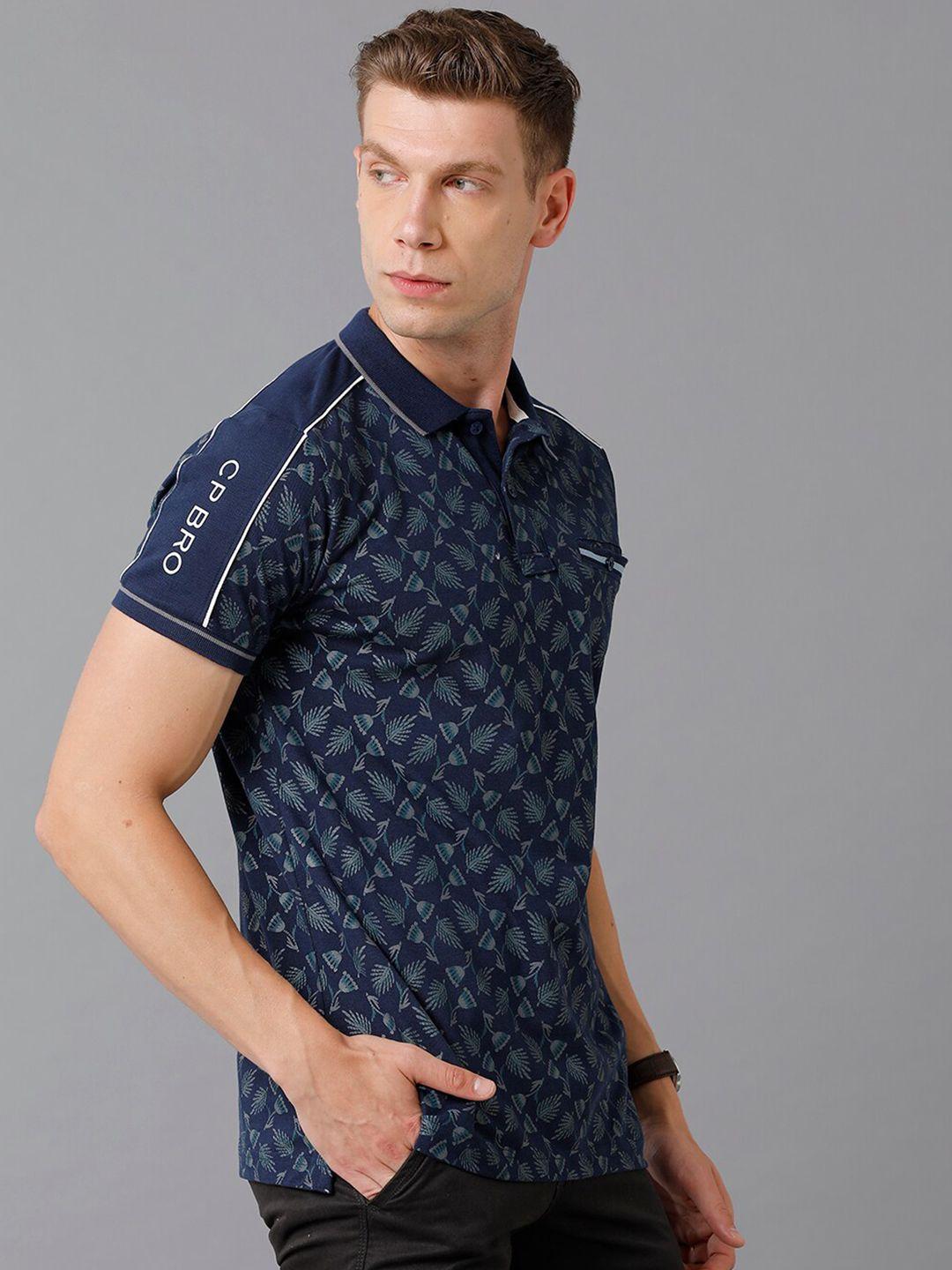 cp bro floral printed polo collar cotton t-shirt