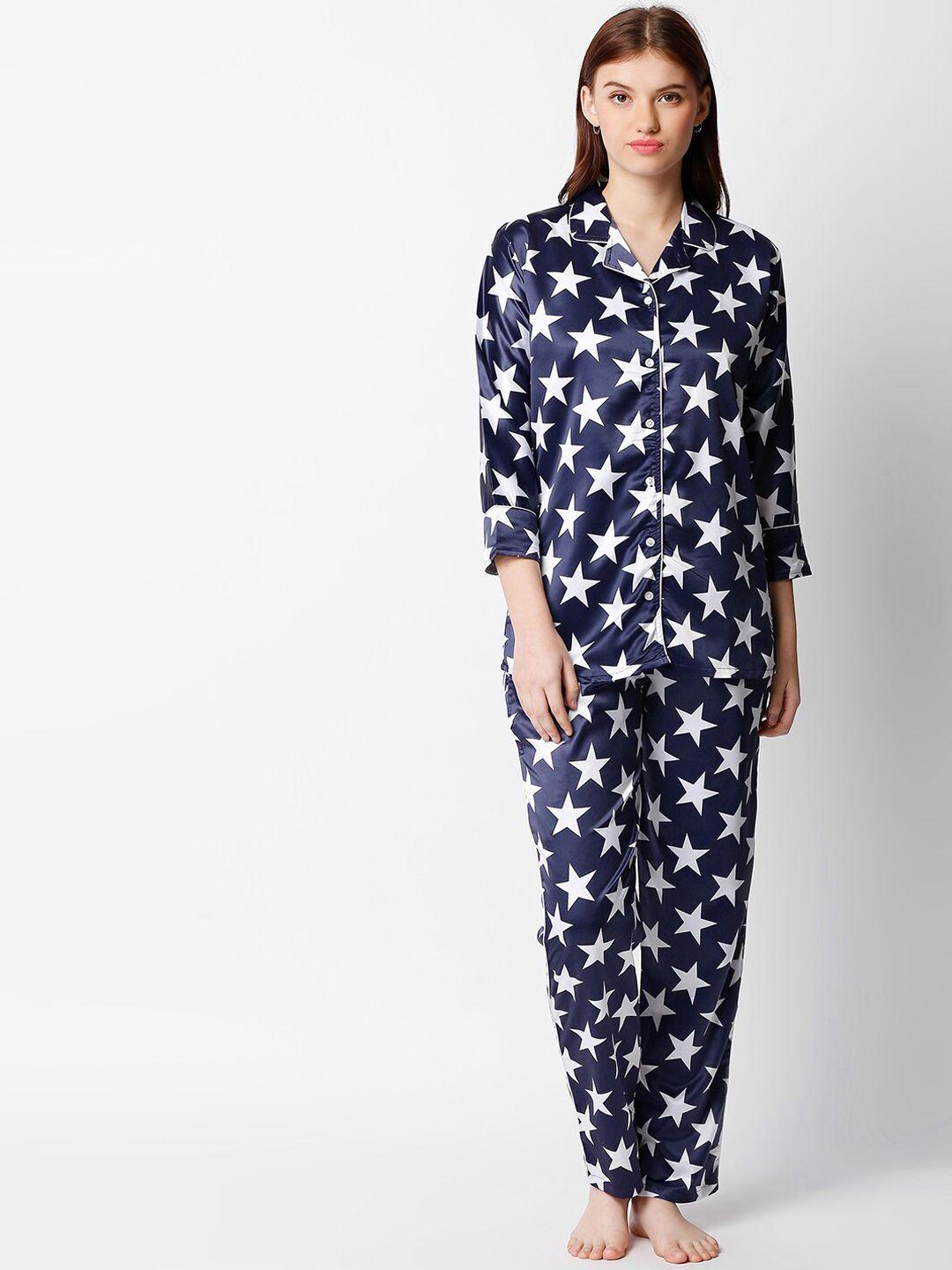 i like me conversational printed satin night suit