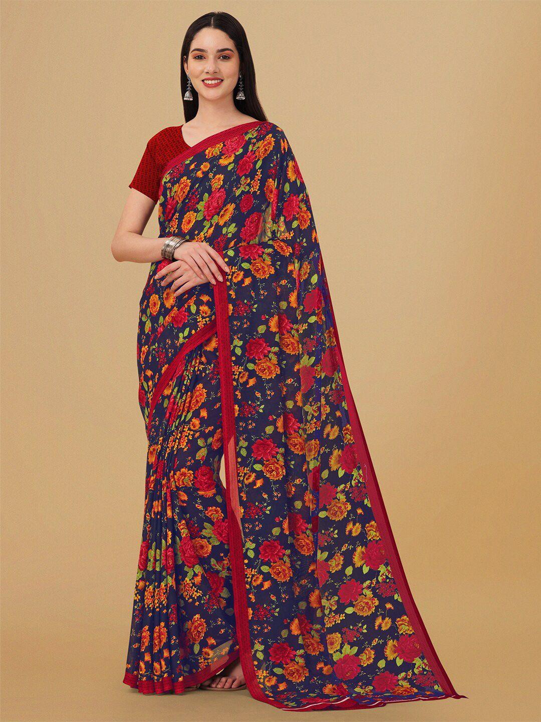 ambuja international floral printed pure georgette saree