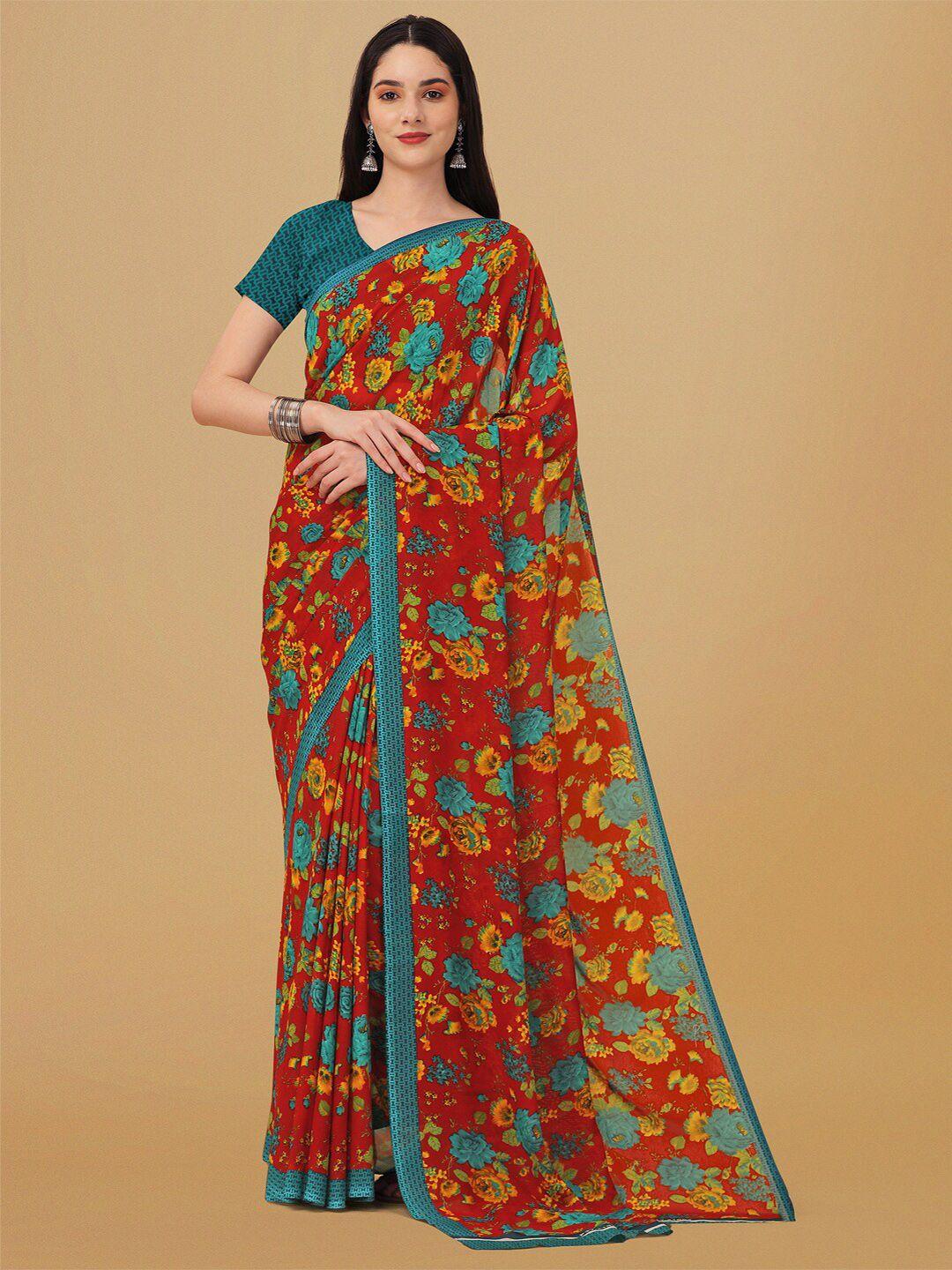 ambuja international floral printed pure georgette saree