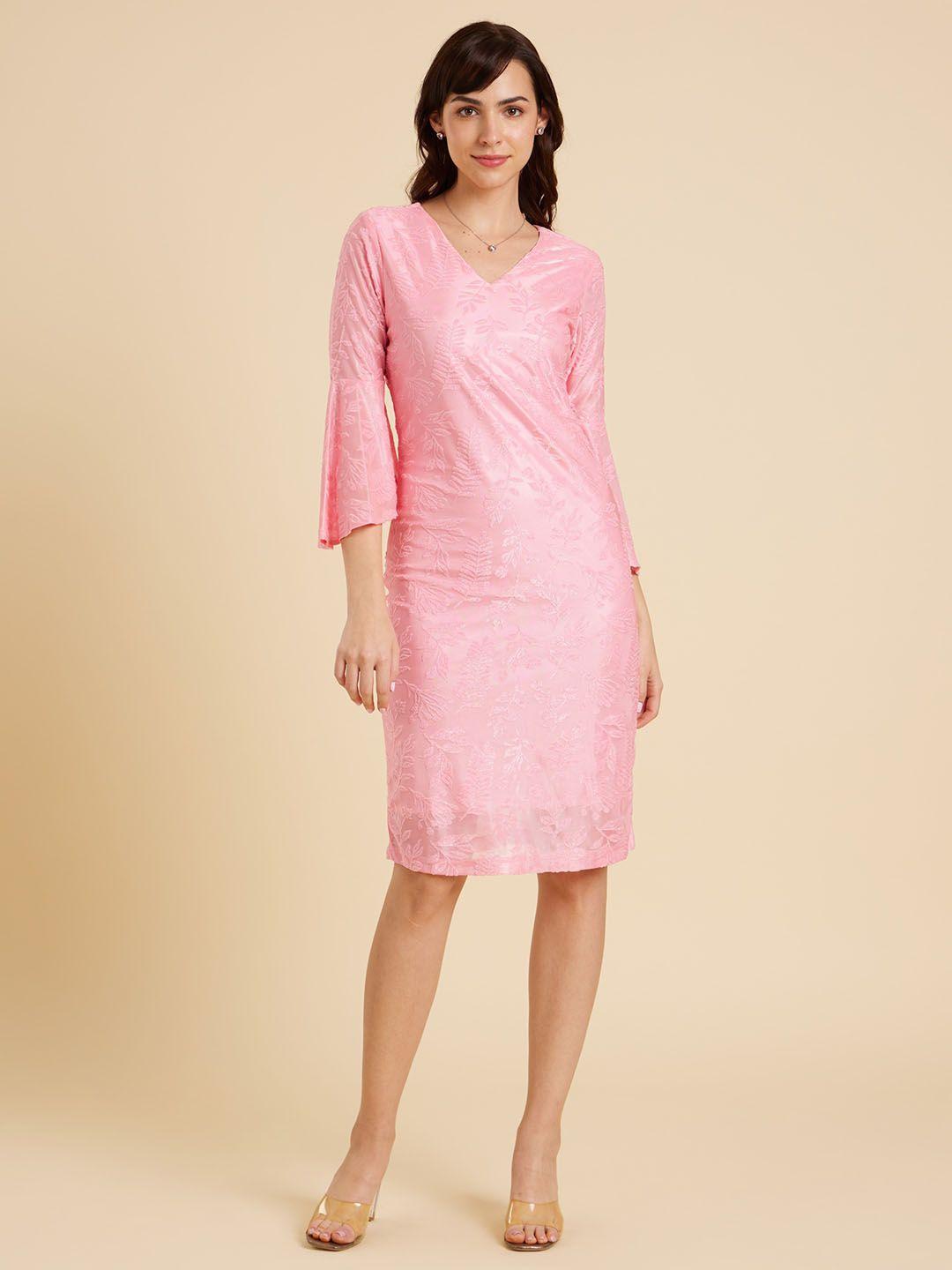 emmyrobe floral embroidered bell sleeves sheath dress