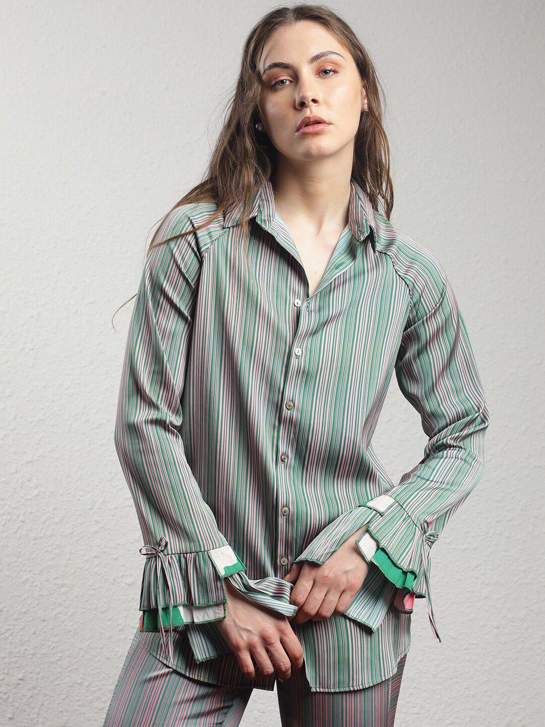 rareism striped raglan sleeve shirt