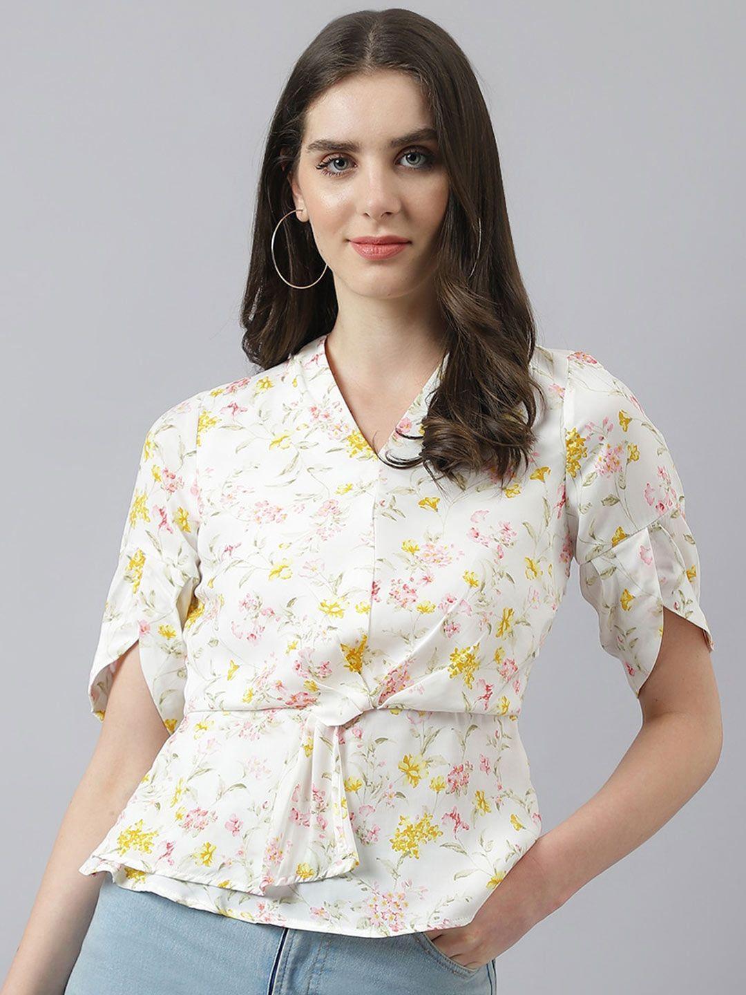 latin quarters multicoloured floral print cinched waist top