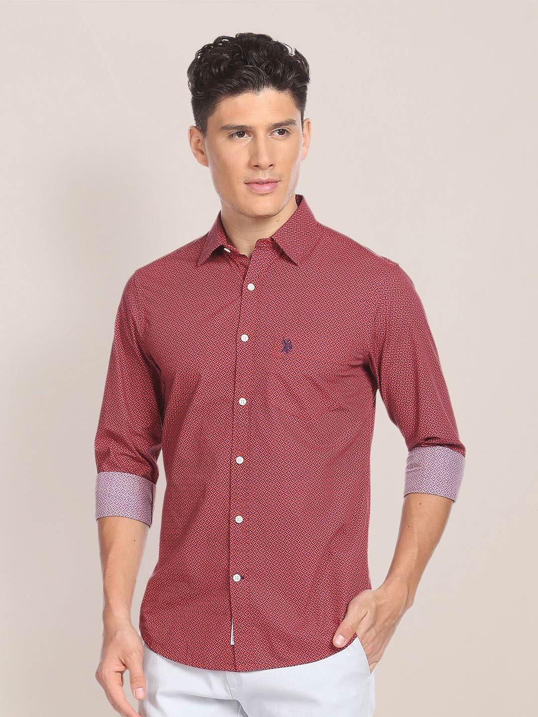 u.s. polo assn. micro ditsy geometric printed pure cotton casual shirt