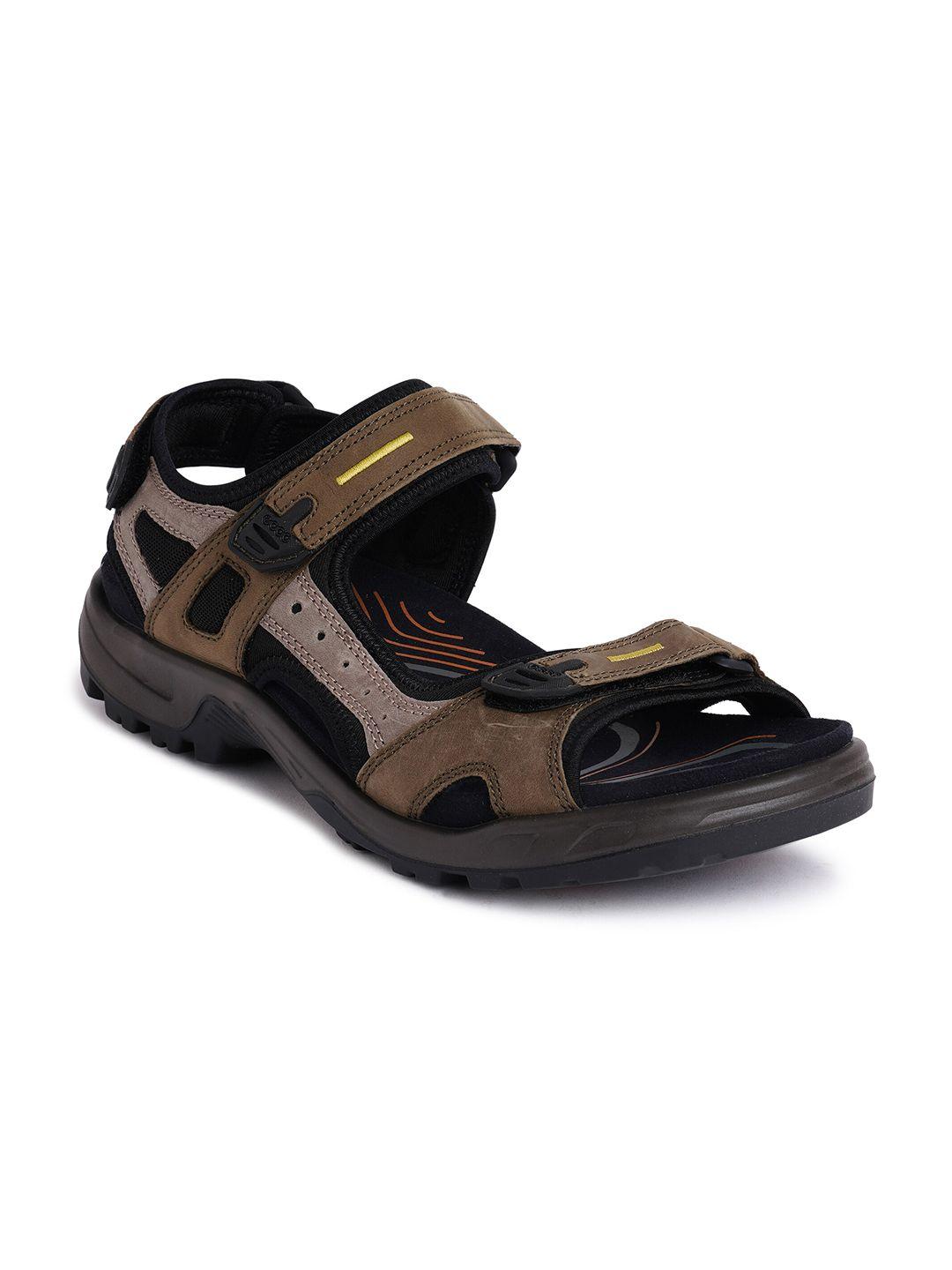 ecco men leather velcro comfort sandals