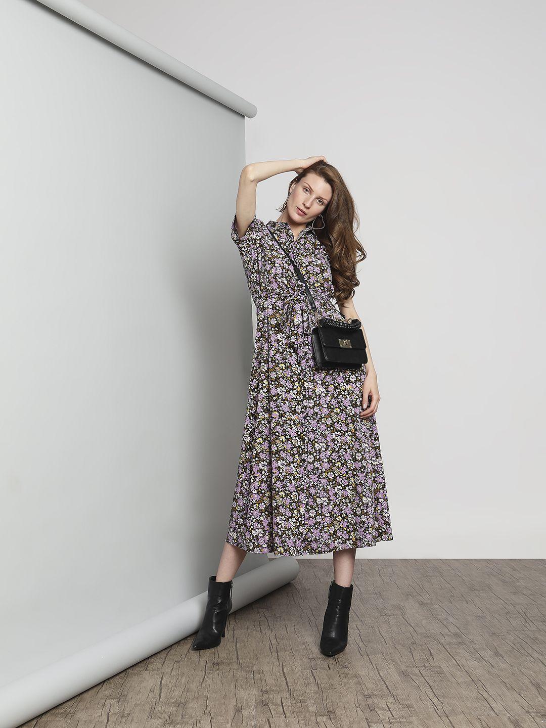 vero moda floral printed shirt midi dress