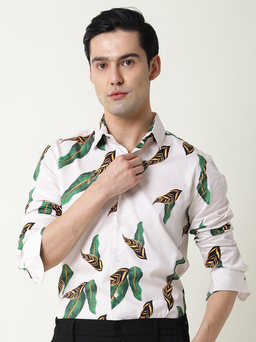 rare rabbit slim fit opaque printed cotton casual shirt