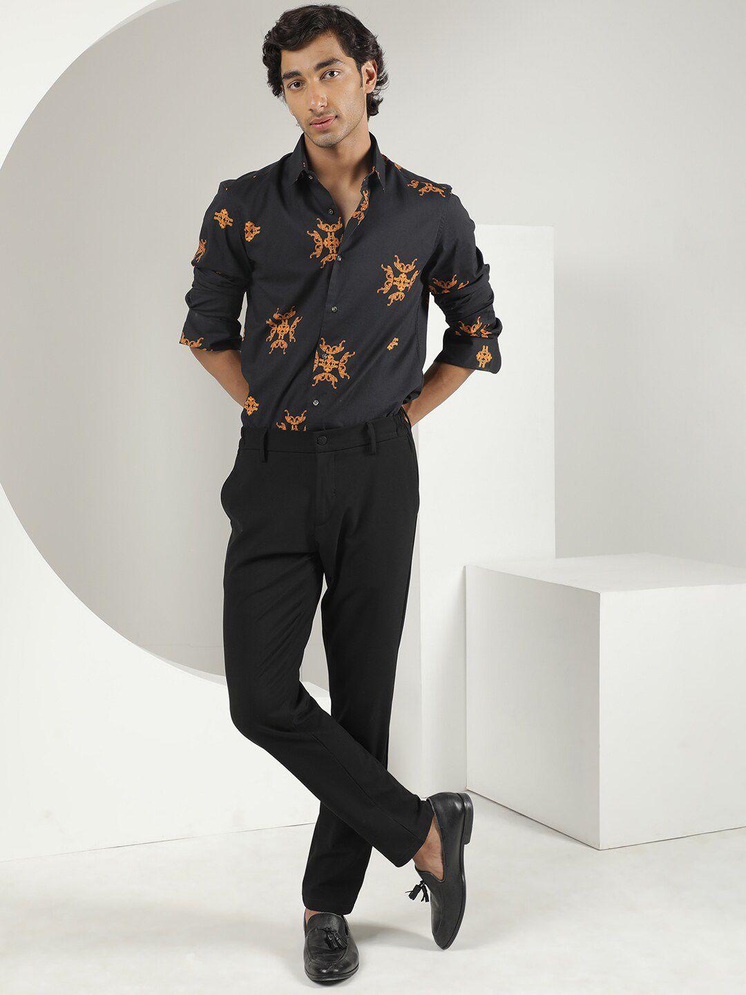 rare rabbit slim fit floral opaque cotton casual shirt