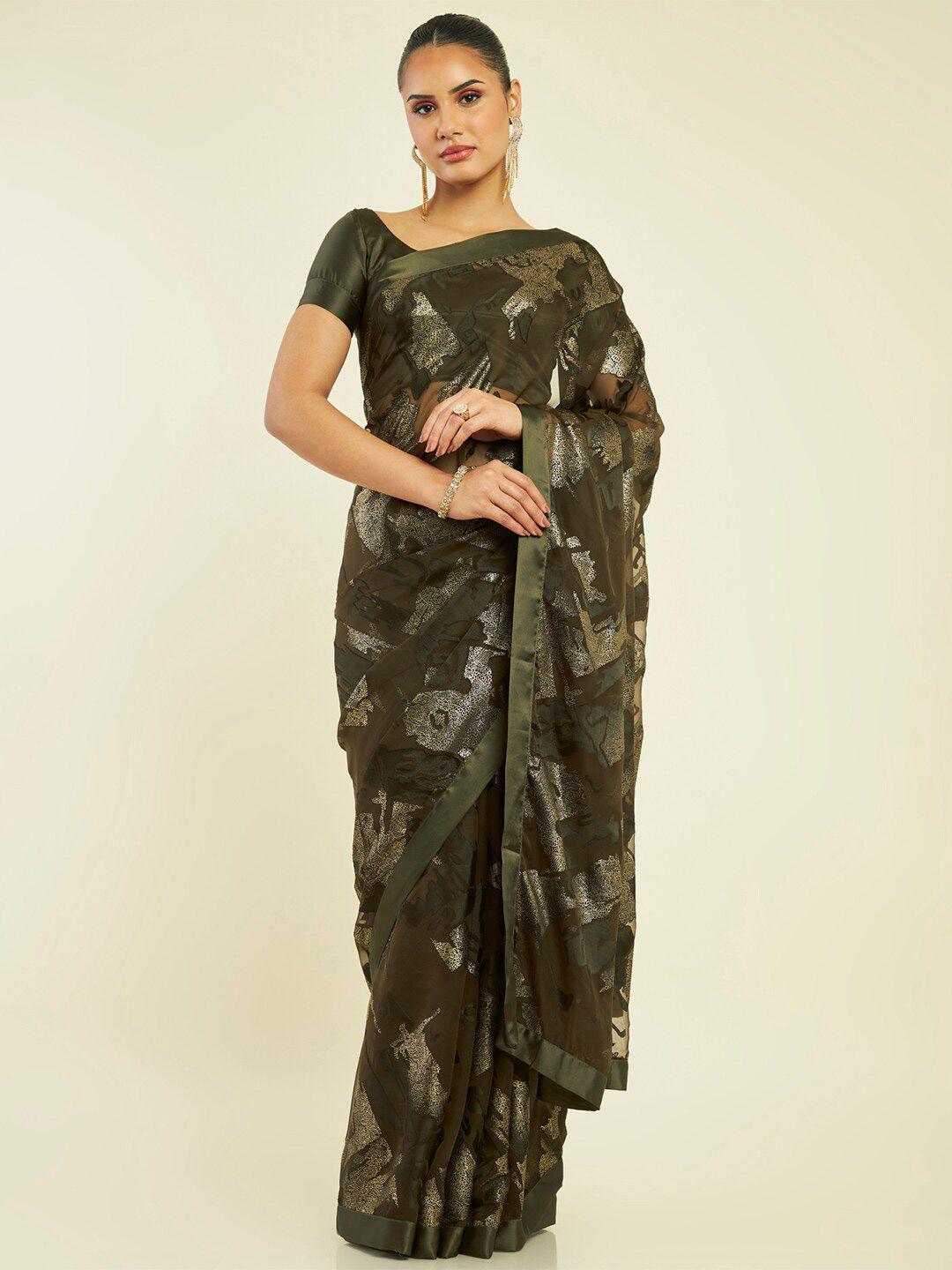 soch abstract printed pure georgette saree