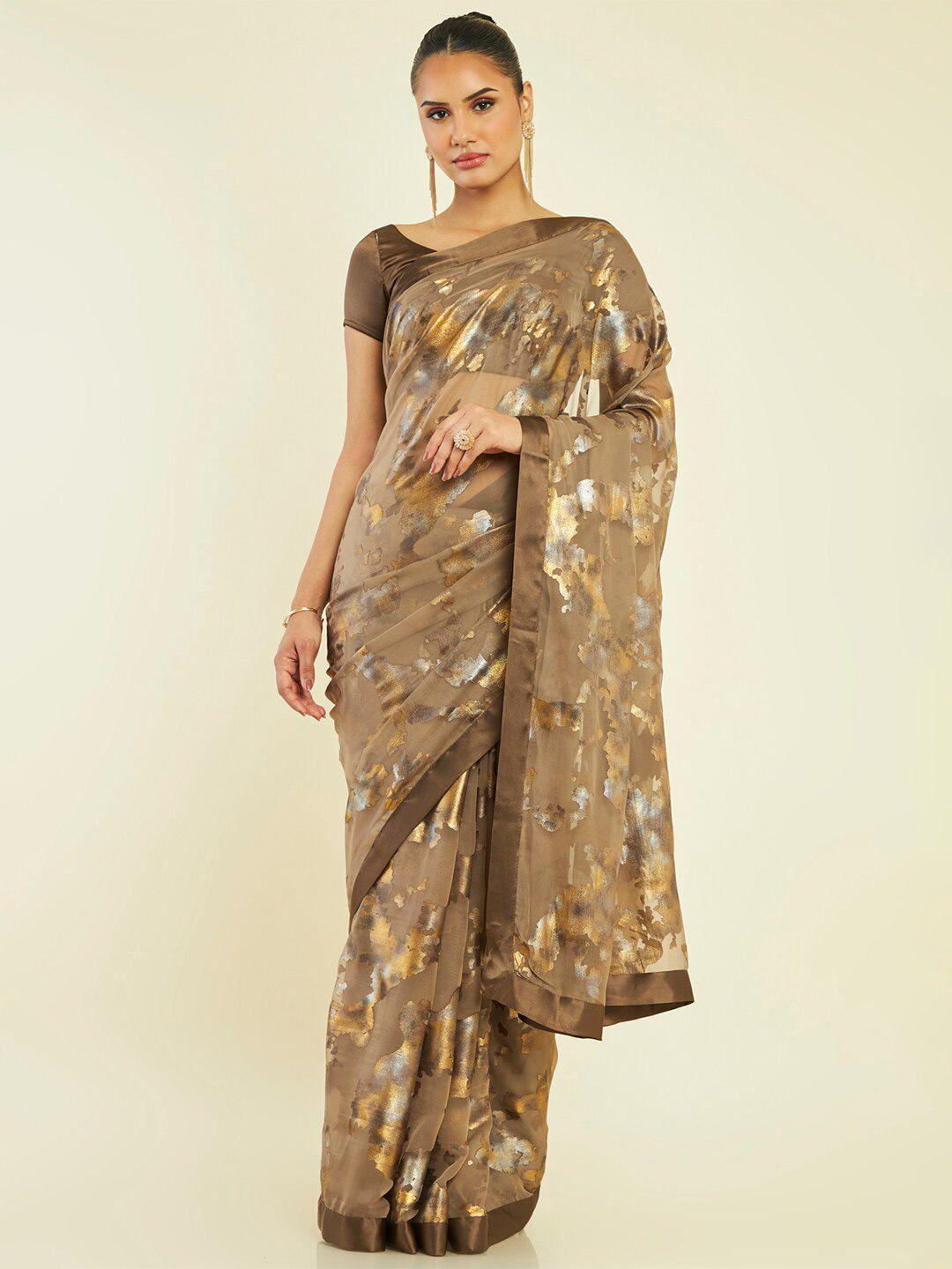 soch abstract printed pure georgette saree