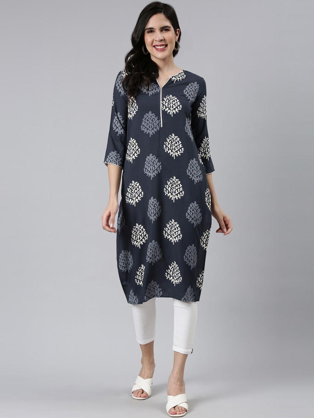 flavido ethnic motifs printed straight regular kurta