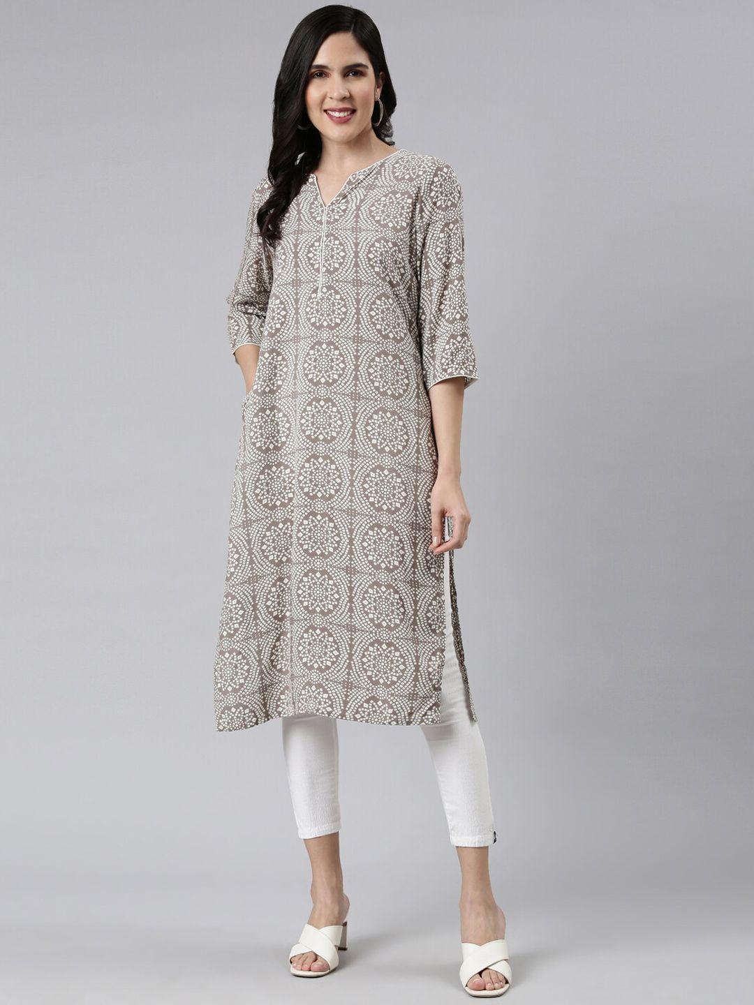 flavido ethnic motifs printed round neck kurta