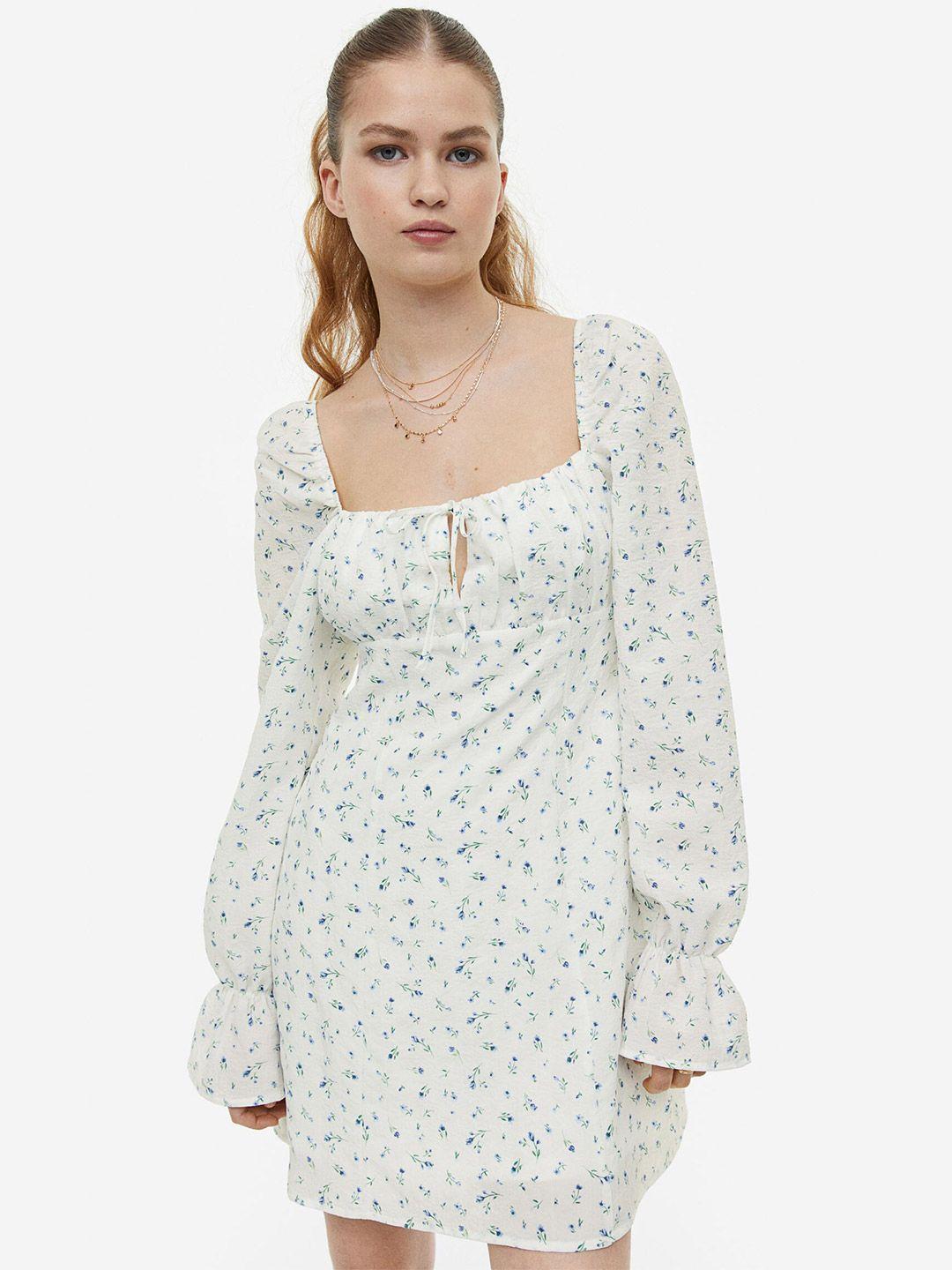 h&m puff-sleeved crepe dress