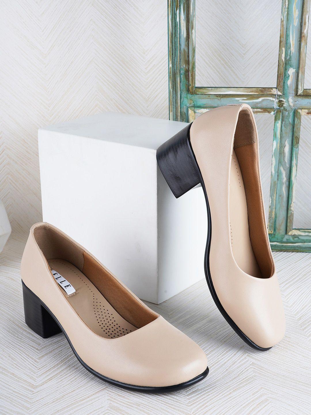 elle round toe block pumps