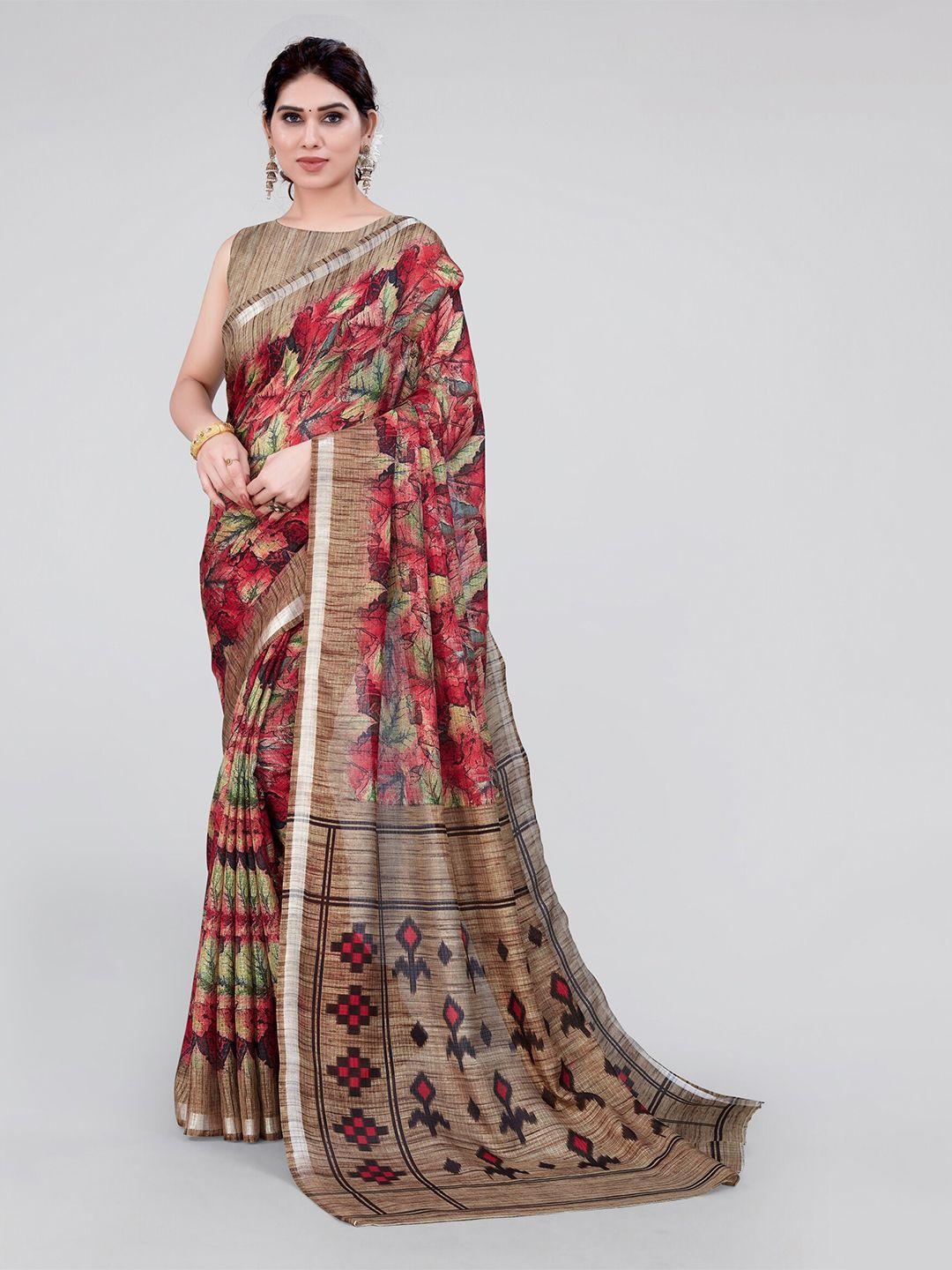 mirchi fashion floral printed  zari saree