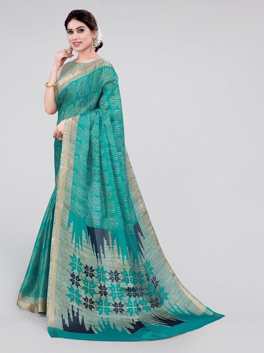 mirchi fashion geometric printed zari saree