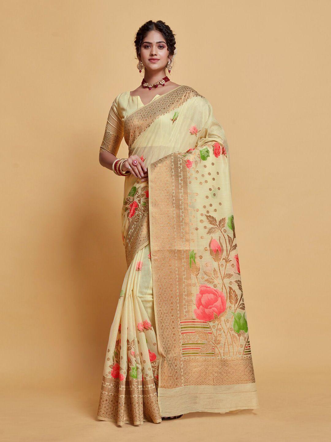 gajarai floral woven design zari banarasi saree