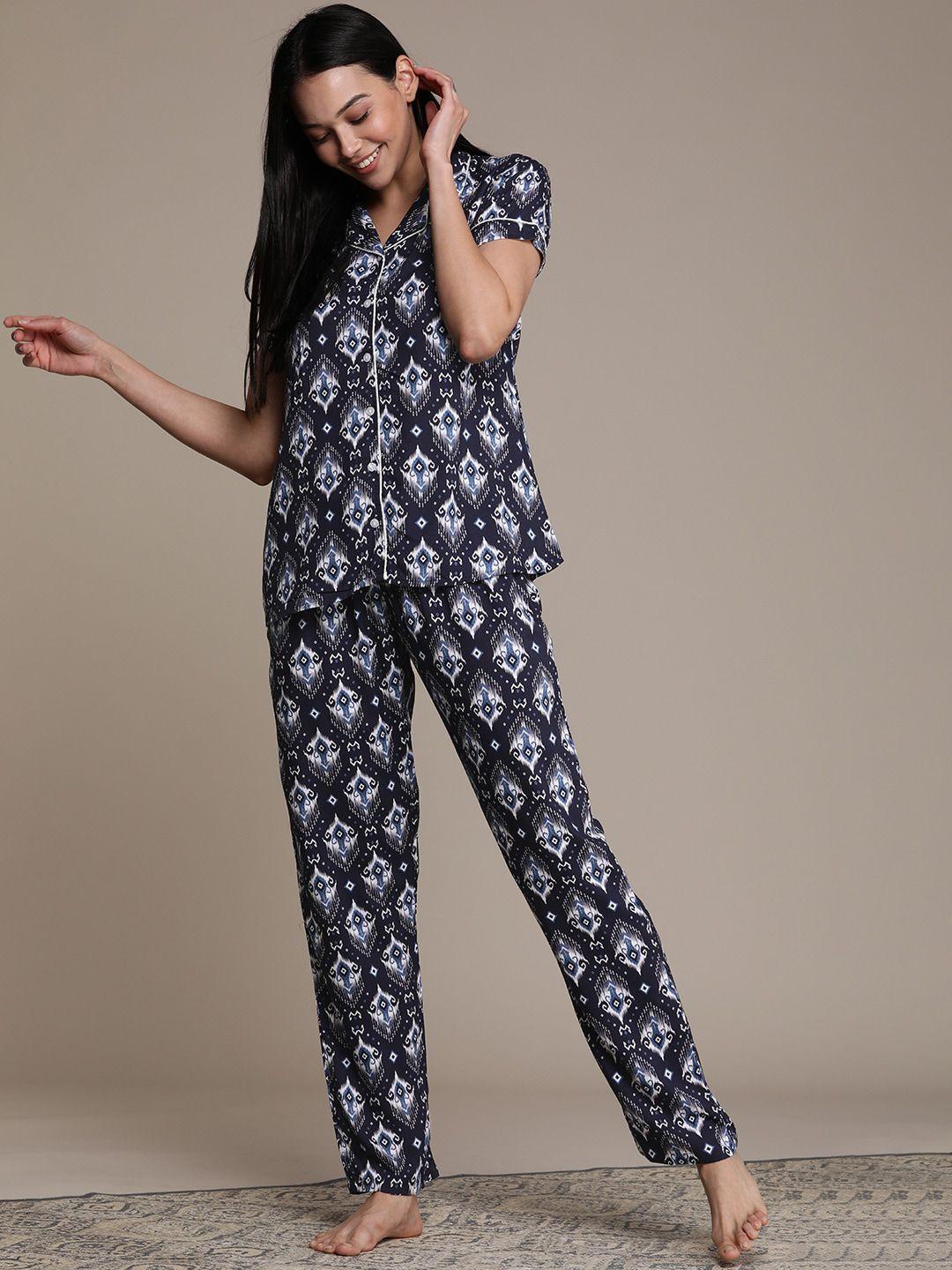 beebelle ethnic motifs printed night suit