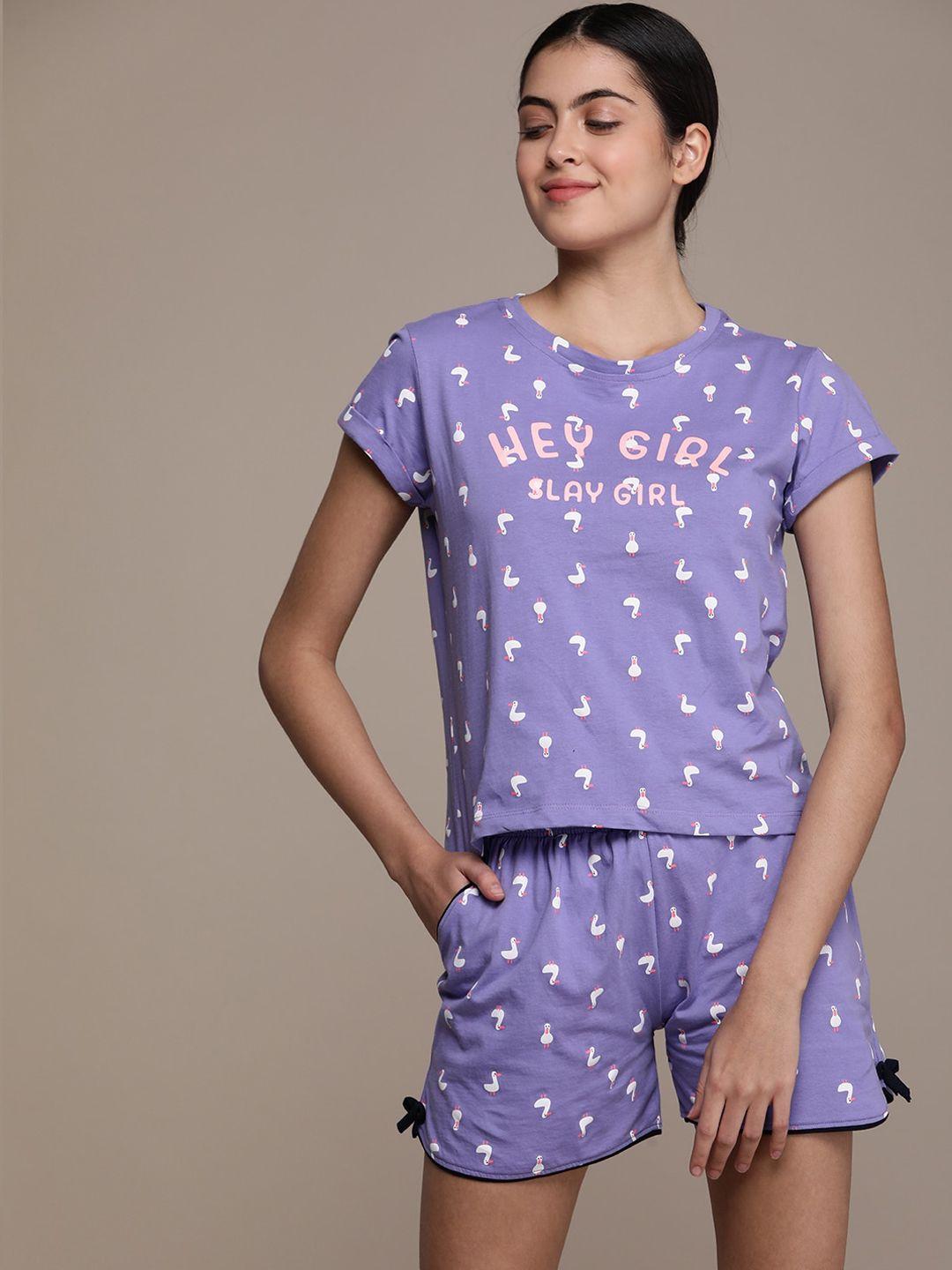 beebelle conversational printed pure cotton night suit