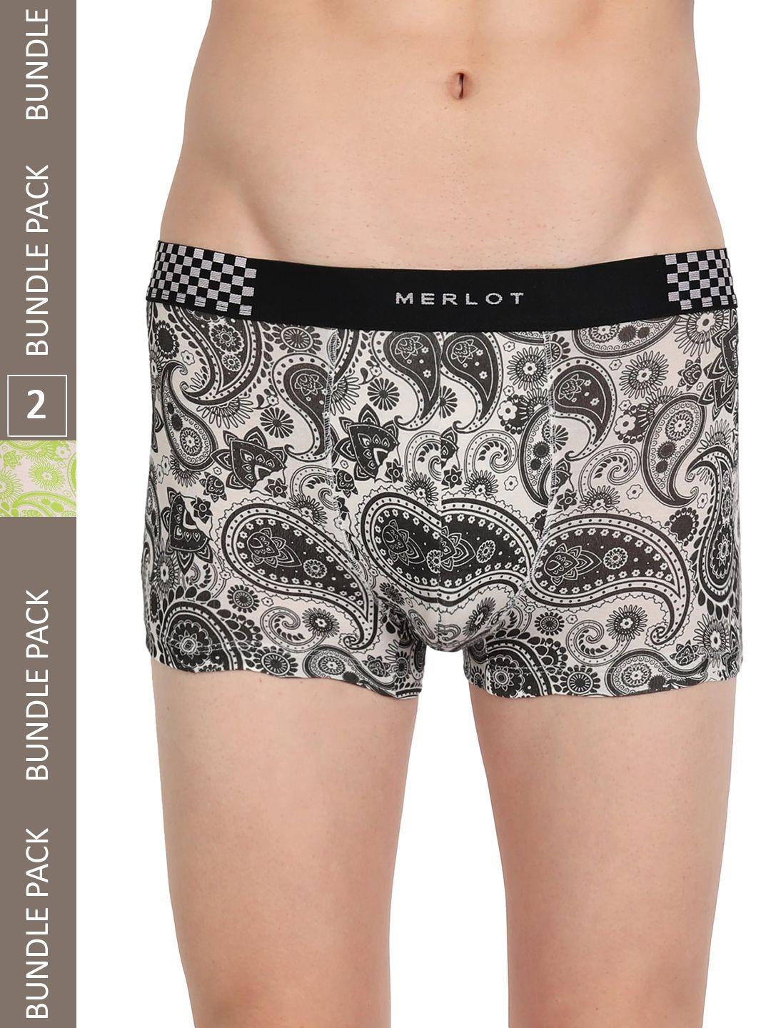 merlot pack of 2 printed ultra-soft & smooth trunks