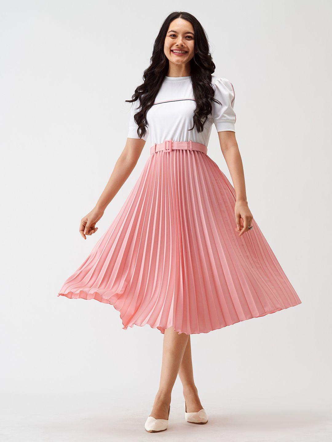 aask striped midi fit and flare dresses