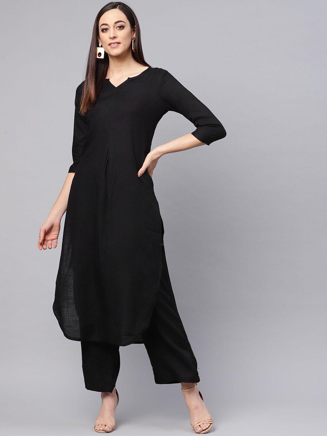 idalia notched neck curved kurta with palazzos