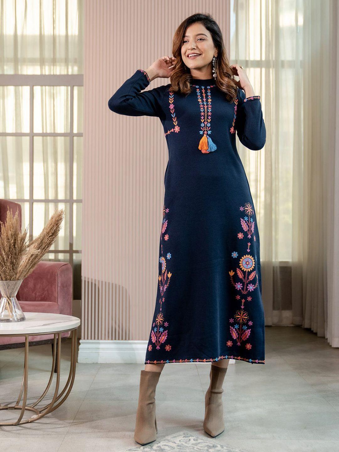 rustorange round neck maxi ethnic dress