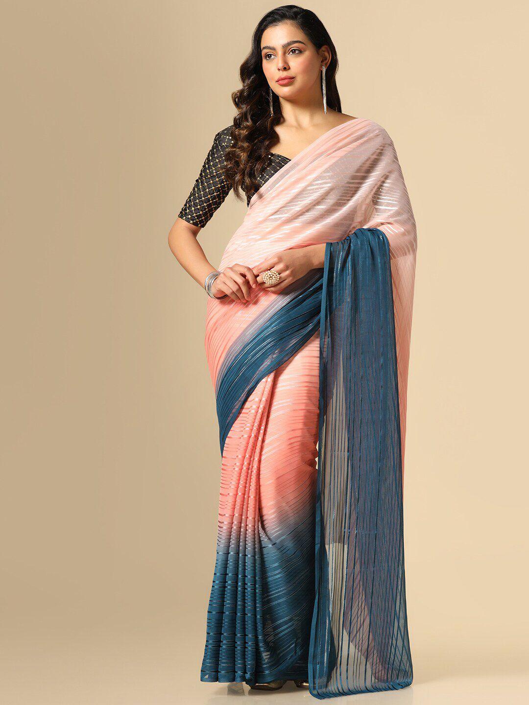 mitera striped poly georgette saree